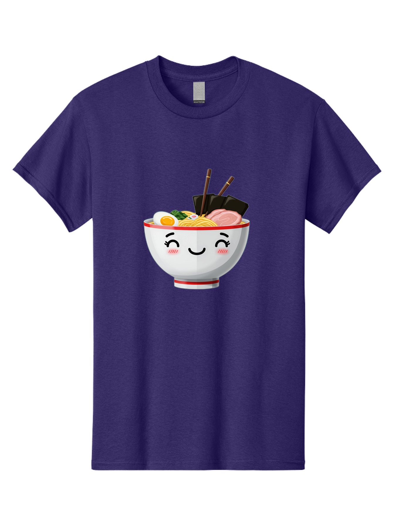 Ramen-1 Men'S Graphic Tee, 100% Cotton, Comfortable Casual Summer Wear, Machine Washable, Steaming Bowl Of Ramen, Savory Noodles, Boiled Egg, Sliced Pork, Seaweed, Chopsticks, Cute Cartoon Character, Japanese Cuisine, Food Illustration, Bae698