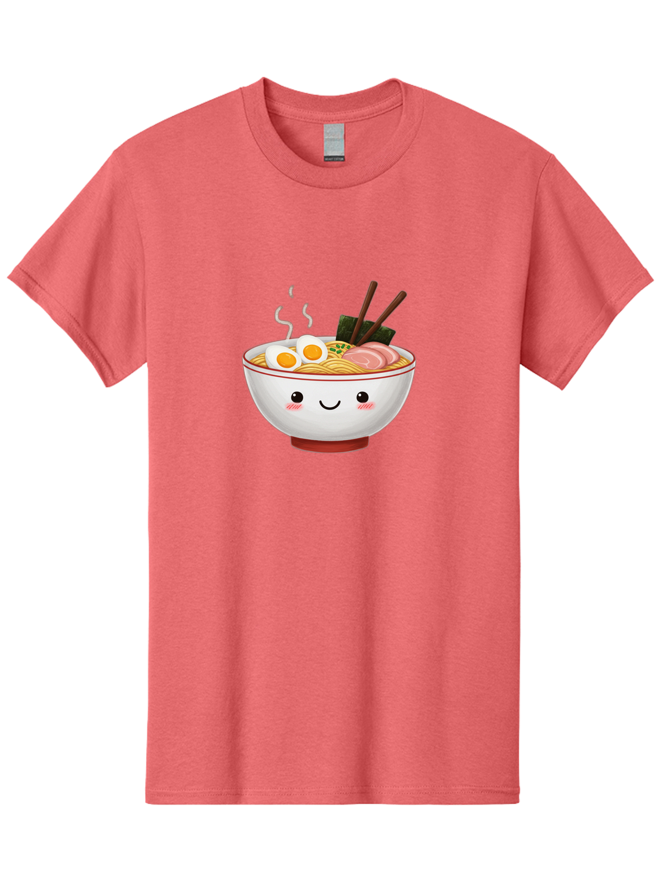 Ramen-2 Men'S Graphic Tee, 100% Cotton, Comfortable Casual Summer Wear, Machine Washable, Steaming Hot Ramen, Cartoon Bowl, Noodles, Eggs, Meat Slices, Seaweed, Chopsticks, Adorable, Kawaii, Japanese Cuisine, Foodie Art, Cute Character Bae699
