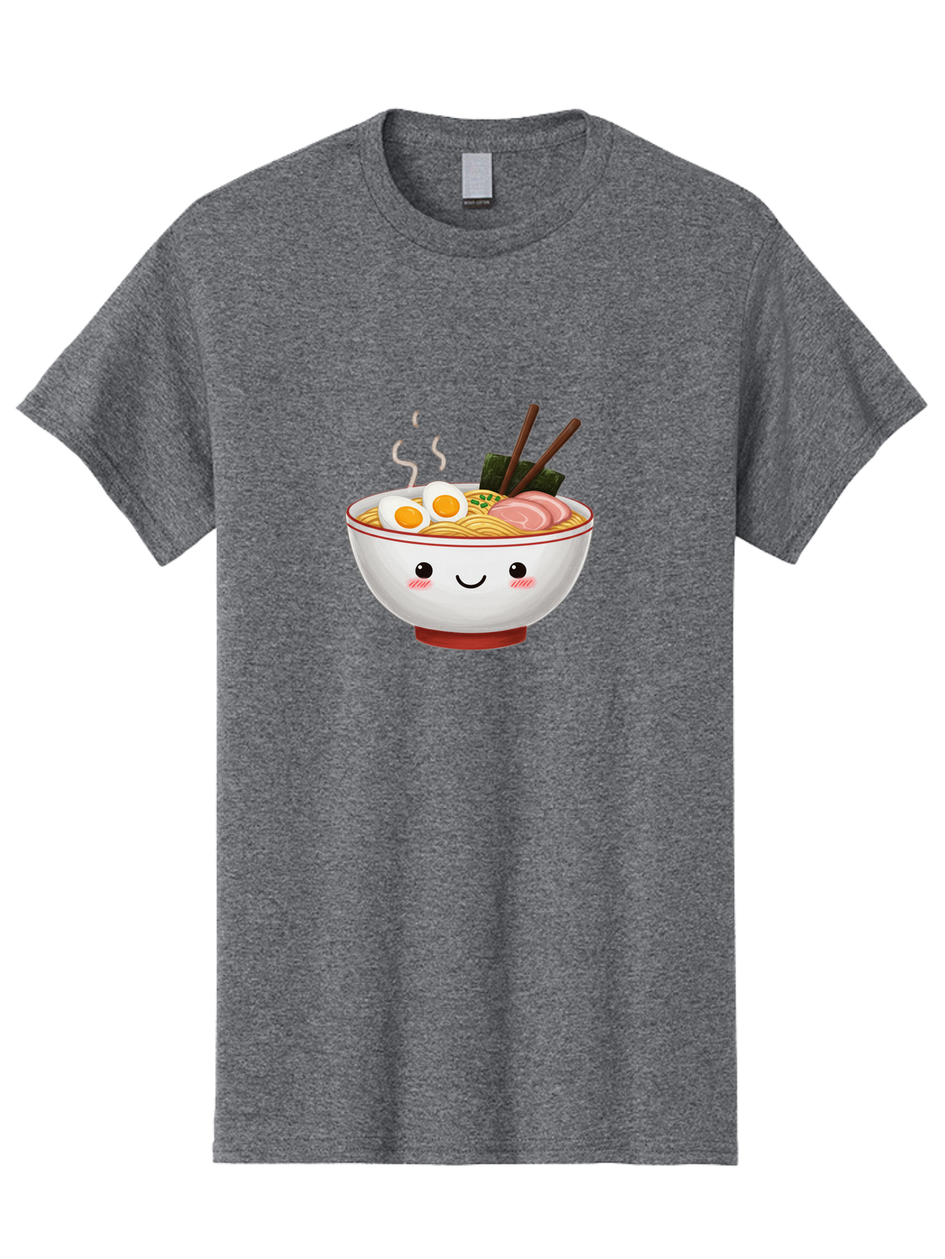 Ramen-2 Men'S Graphic Tee, 100% Cotton, Comfortable Casual Summer Wear, Machine Washable, Steaming Hot Ramen, Cartoon Bowl, Noodles, Eggs, Meat Slices, Seaweed, Chopsticks, Adorable, Kawaii, Japanese Cuisine, Foodie Art, Cute Character Bae699