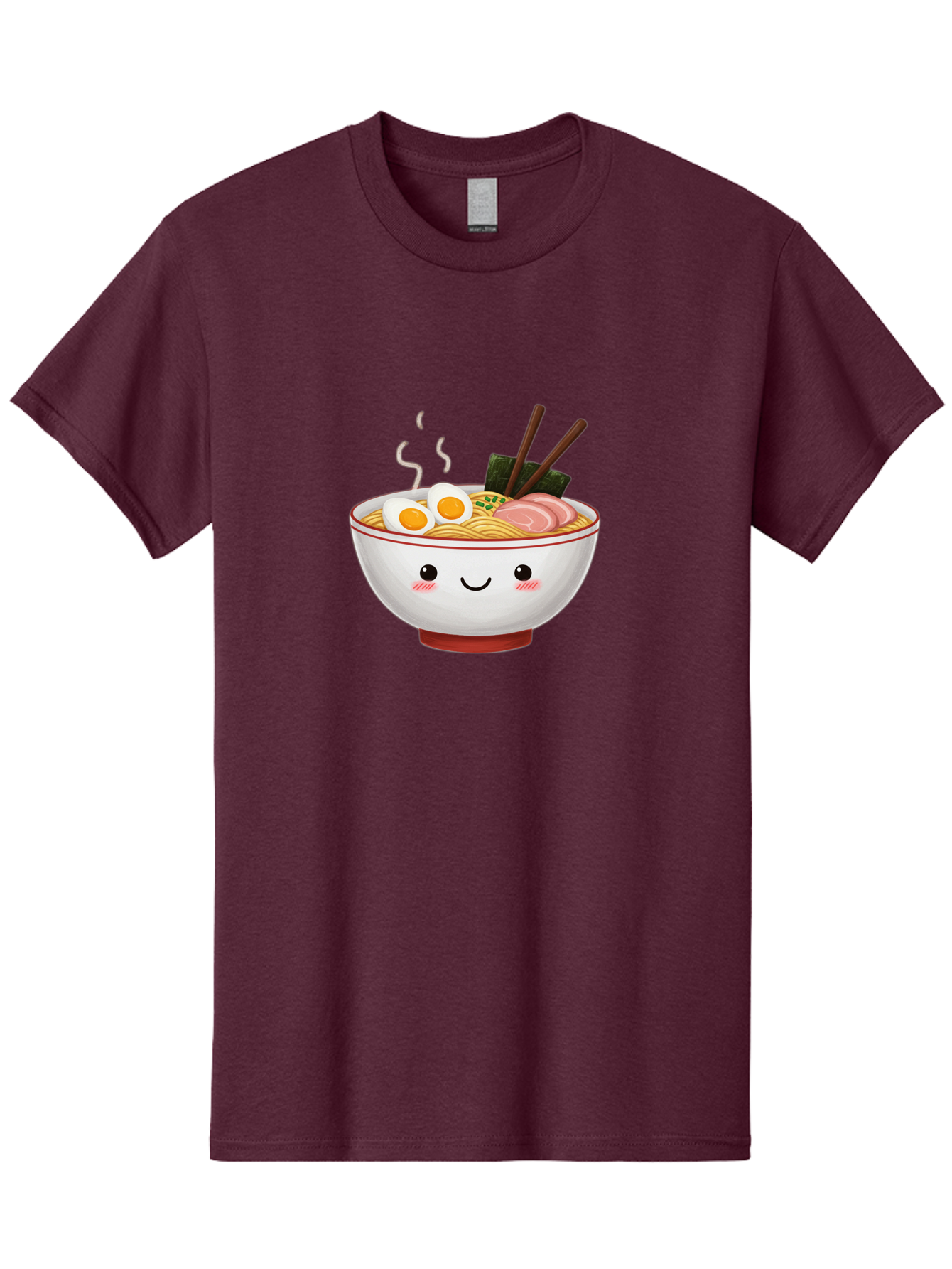 Ramen-2 Men'S Graphic Tee, 100% Cotton, Comfortable Casual Summer Wear, Machine Washable, Steaming Hot Ramen, Cartoon Bowl, Noodles, Eggs, Meat Slices, Seaweed, Chopsticks, Adorable, Kawaii, Japanese Cuisine, Foodie Art, Cute Character Bae699