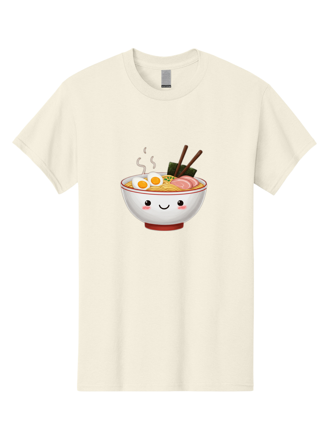 Ramen-2 Men'S Graphic Tee, 100% Cotton, Comfortable Casual Summer Wear, Machine Washable, Steaming Hot Ramen, Cartoon Bowl, Noodles, Eggs, Meat Slices, Seaweed, Chopsticks, Adorable, Kawaii, Japanese Cuisine, Foodie Art, Cute Character Bae699
