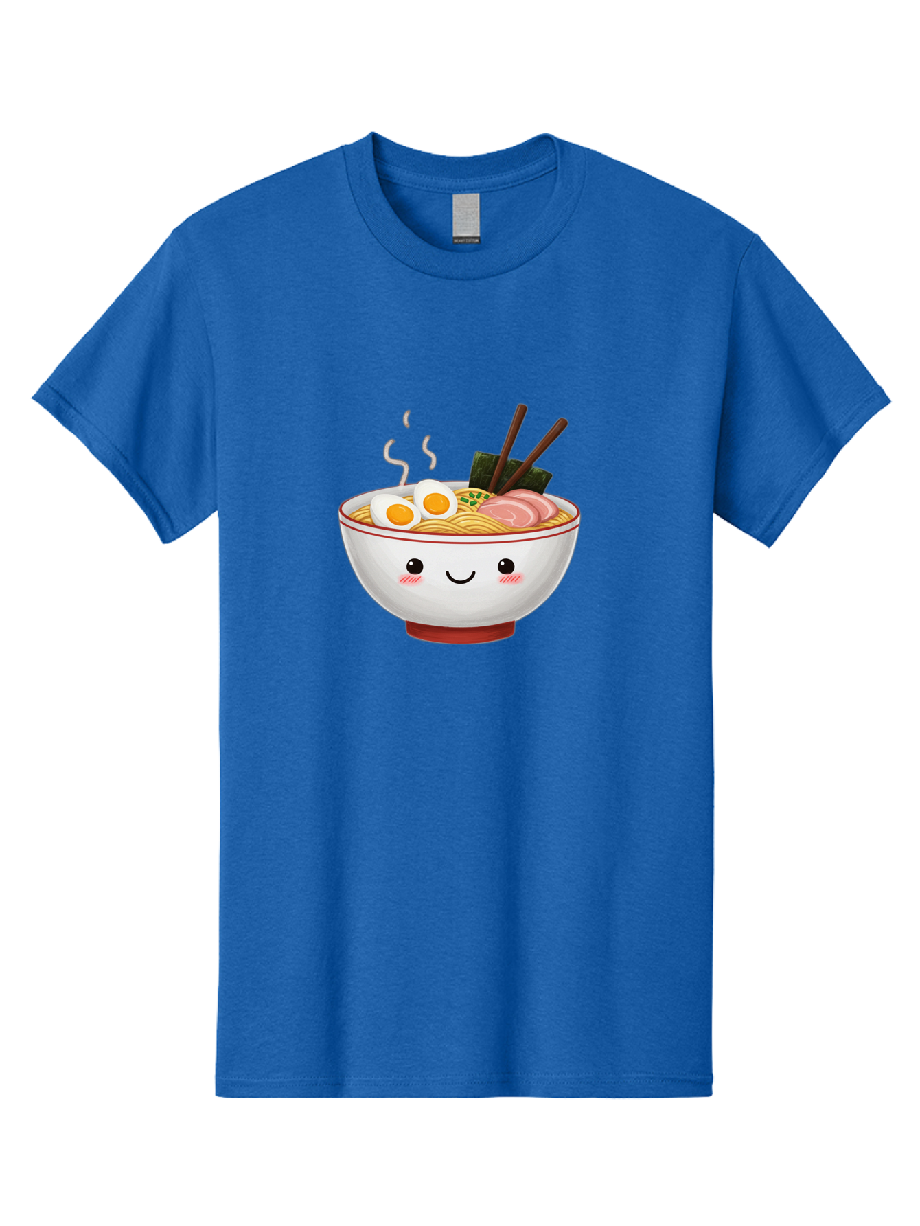 Ramen-2 Men'S Graphic Tee, 100% Cotton, Comfortable Casual Summer Wear, Machine Washable, Steaming Hot Ramen, Cartoon Bowl, Noodles, Eggs, Meat Slices, Seaweed, Chopsticks, Adorable, Kawaii, Japanese Cuisine, Foodie Art, Cute Character Bae699