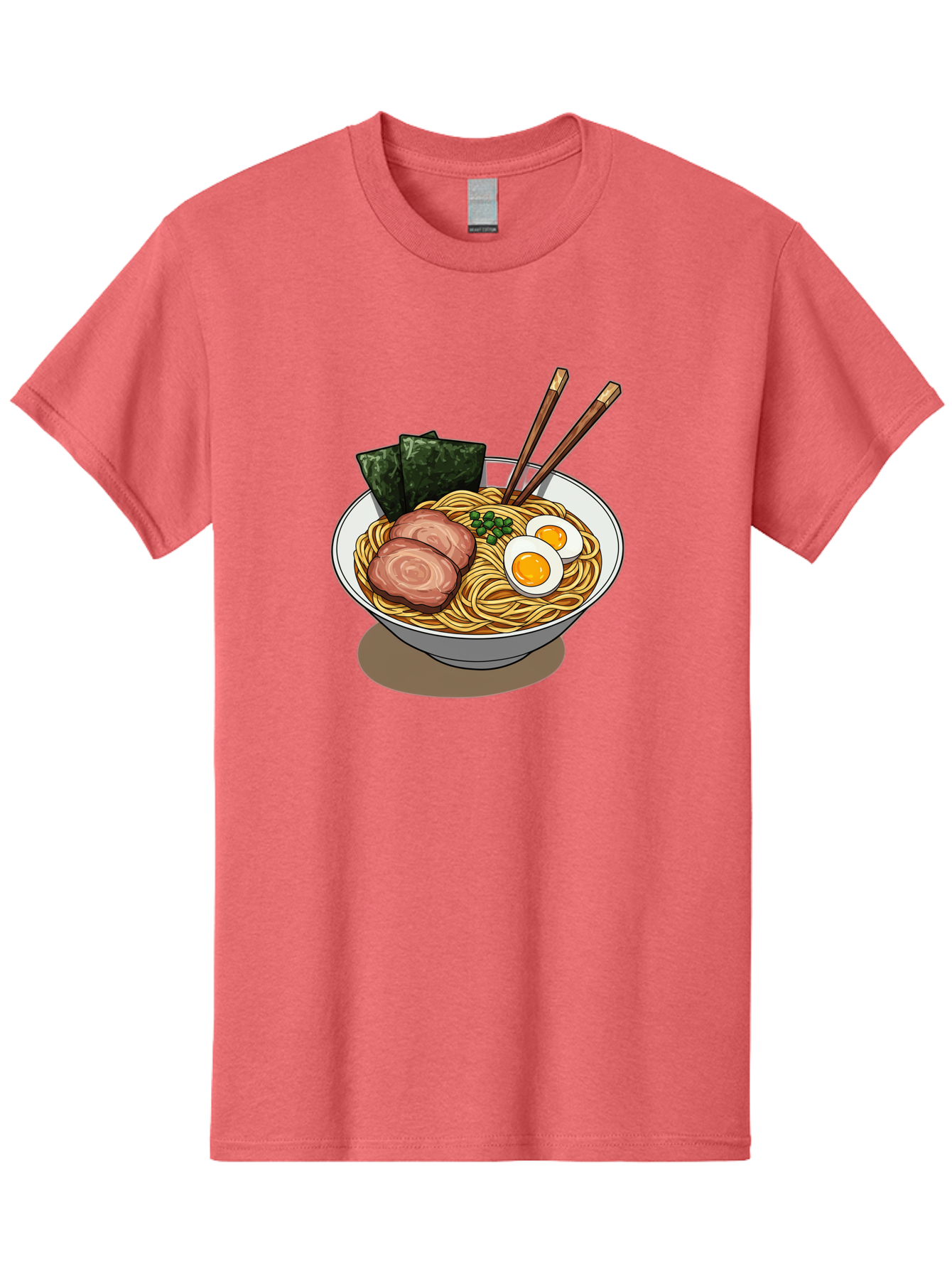 Ramen-3 Men'S Graphic Tee, 100% Cotton, Comfortable Casual Summer Wear, Machine Washable, Ramen Noodles, Sliced Pork, Boiled Egg, Seaweed, Chopsticks, Oriental Cuisine, Japanese Food, Savory Meal, Noodle Soup, Appetizing Dish Bae700