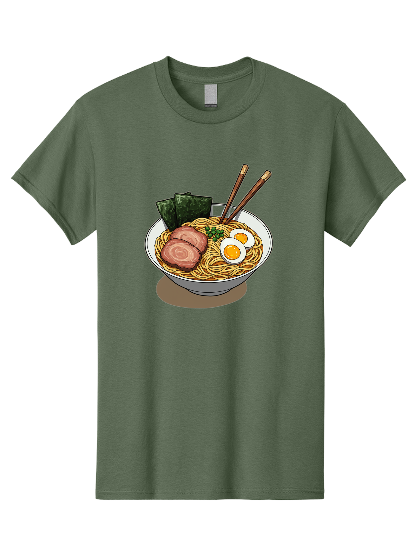 Ramen-3 Men'S Graphic Tee, 100% Cotton, Comfortable Casual Summer Wear, Machine Washable, Ramen Noodles, Sliced Pork, Boiled Egg, Seaweed, Chopsticks, Oriental Cuisine, Japanese Food, Savory Meal, Noodle Soup, Appetizing Dish Bae700