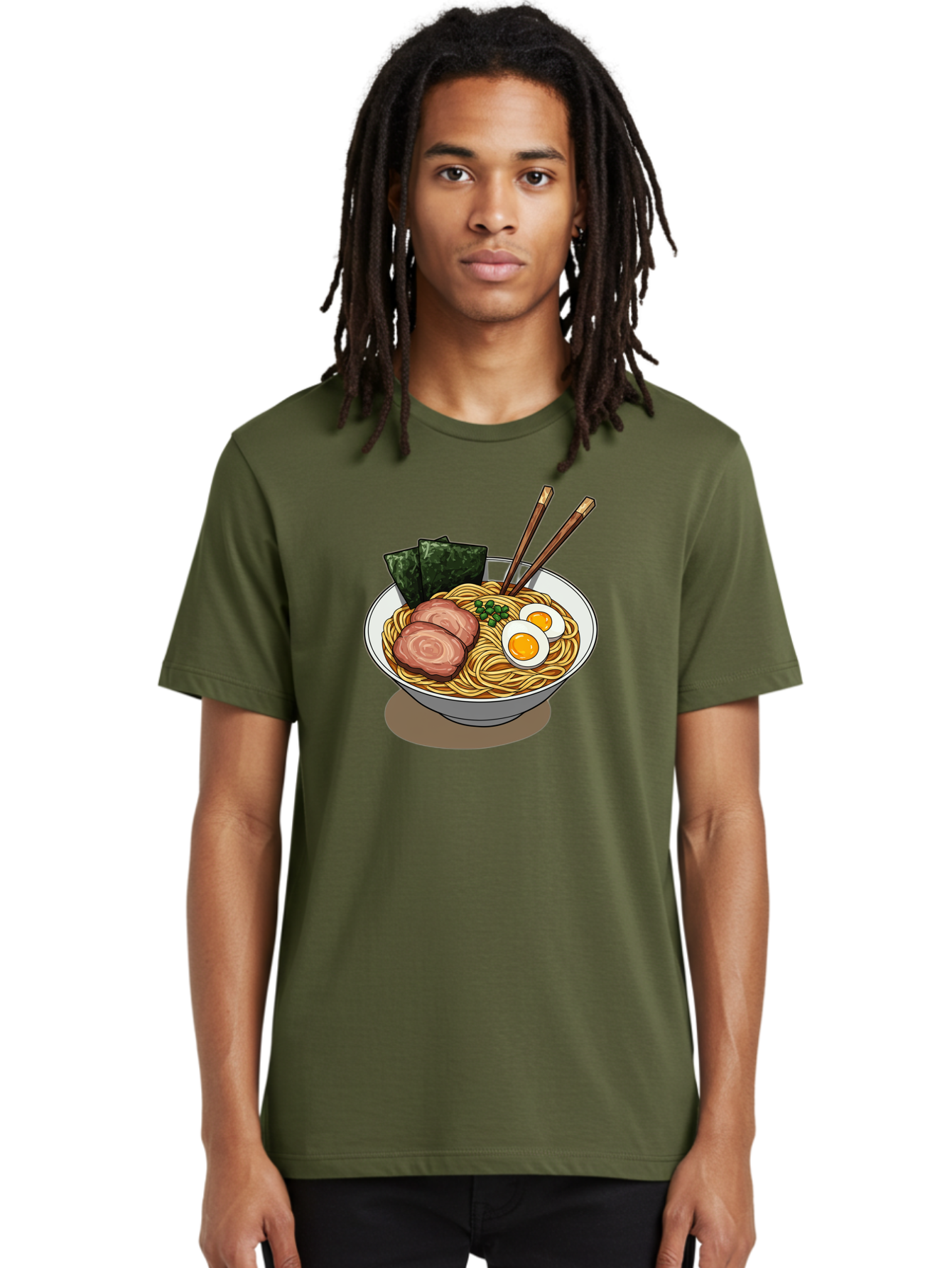 Ramen-3 Men'S Graphic Tee, 100% Cotton, Comfortable Casual Summer Wear, Machine Washable, Ramen Noodles, Sliced Pork, Boiled Egg, Seaweed, Chopsticks, Oriental Cuisine, Japanese Food, Savory Meal, Noodle Soup, Appetizing Dish Bae700