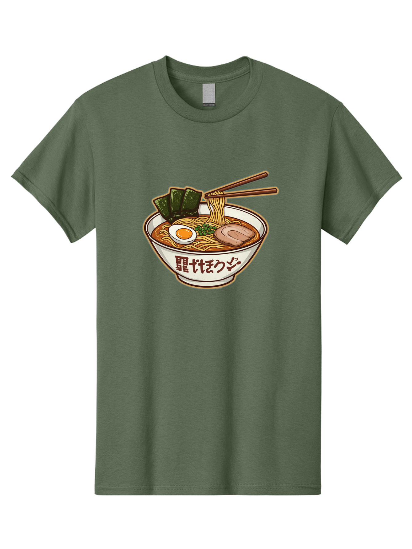 Ramen-5 Men'S Graphic Tee, 100% Cotton, Comfortable Casual Summer Wear, Machine Washable, Japanese Ramen, Savory Noodle Soup, Pork Slice, Soft-Boiled Egg, Green Onions, Seaweed, Chopsticks, Asian Cuisine, Comfort Food, Delicious Meal Bae702