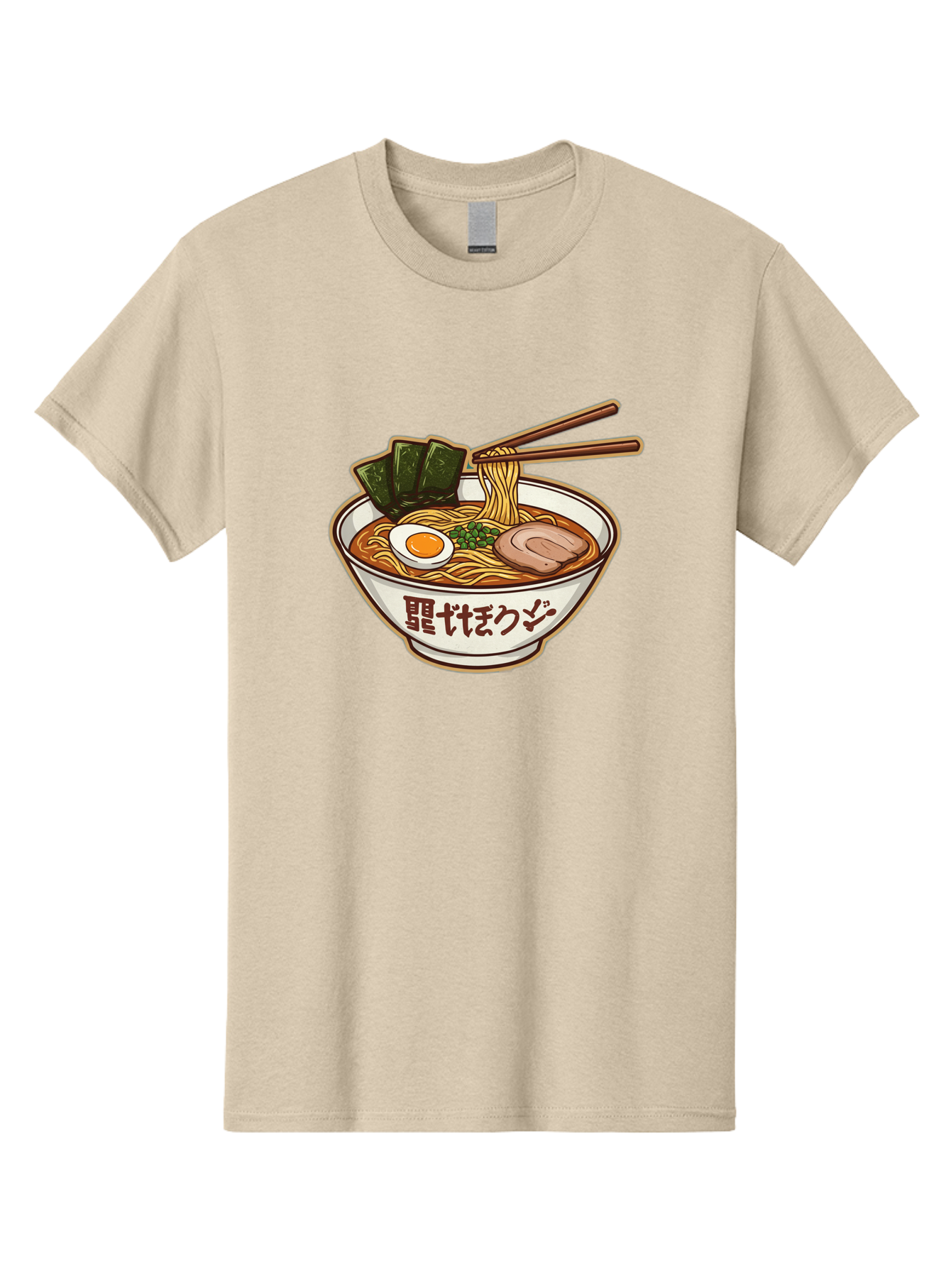 Ramen-5 Men'S Graphic Tee, 100% Cotton, Comfortable Casual Summer Wear, Machine Washable, Japanese Ramen, Savory Noodle Soup, Pork Slice, Soft-Boiled Egg, Green Onions, Seaweed, Chopsticks, Asian Cuisine, Comfort Food, Delicious Meal Bae702