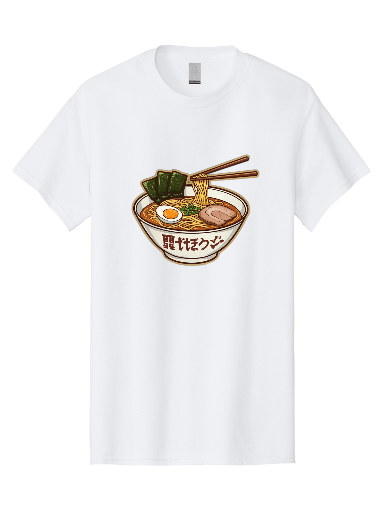 Ramen-5 Men'S Graphic Tee, 100% Cotton, Comfortable Casual Summer Wear, Machine Washable, Japanese Ramen, Savory Noodle Soup, Pork Slice, Soft-Boiled Egg, Green Onions, Seaweed, Chopsticks, Asian Cuisine, Comfort Food, Delicious Meal Bae702