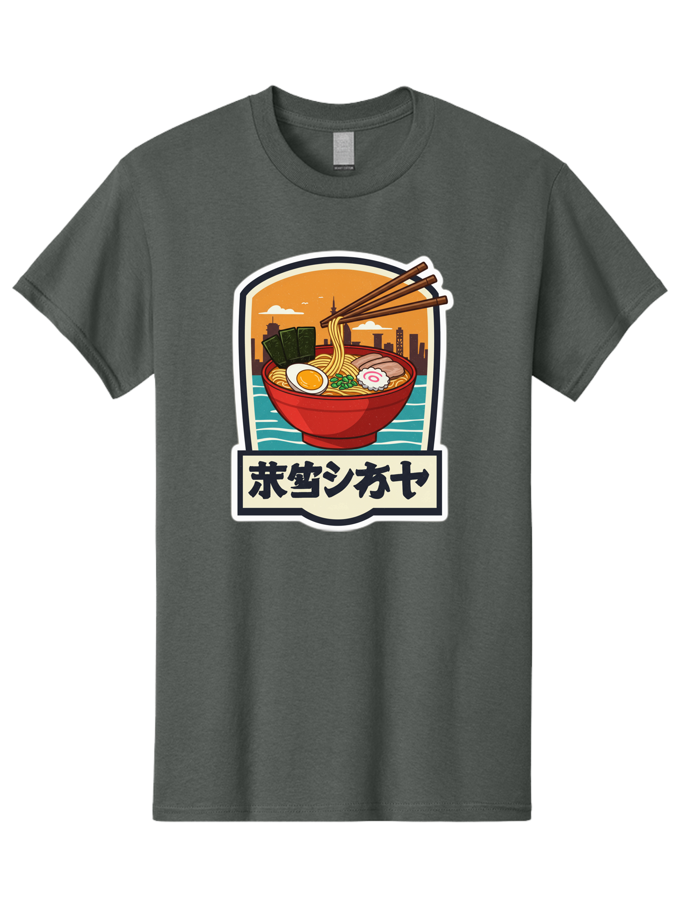 Ramen-7 Men'S Graphic Tee, 100% Cotton, Comfortable Casual Summer Wear, Machine Washable, Steaming Bowl Of Ramen, Japanese Noodles, Savory Broth, Egg, Pork Slices, Seaweed, Chopsticks, Cityscape, ?????? Bae704