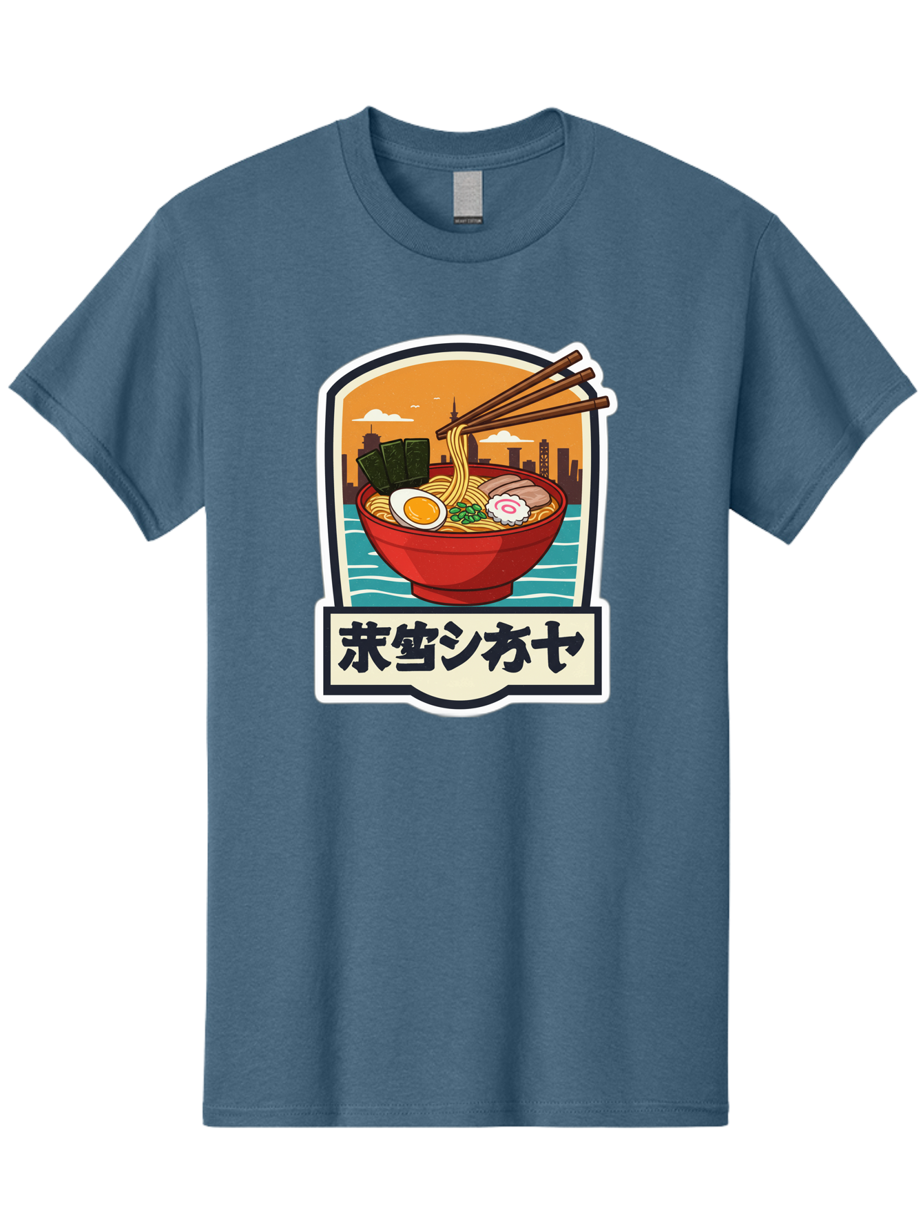 Ramen-7 Men'S Graphic Tee, 100% Cotton, Comfortable Casual Summer Wear, Machine Washable, Steaming Bowl Of Ramen, Japanese Noodles, Savory Broth, Egg, Pork Slices, Seaweed, Chopsticks, Cityscape, ?????? Bae704