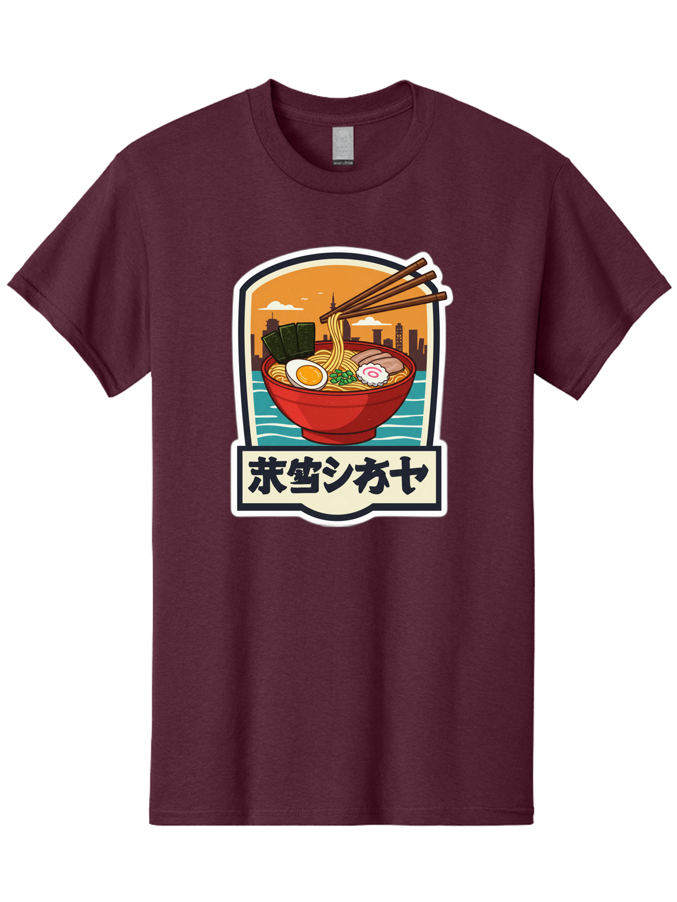 Ramen-7 Men'S Graphic Tee, 100% Cotton, Comfortable Casual Summer Wear, Machine Washable, Steaming Bowl Of Ramen, Japanese Noodles, Savory Broth, Egg, Pork Slices, Seaweed, Chopsticks, Cityscape, ?????? Bae704