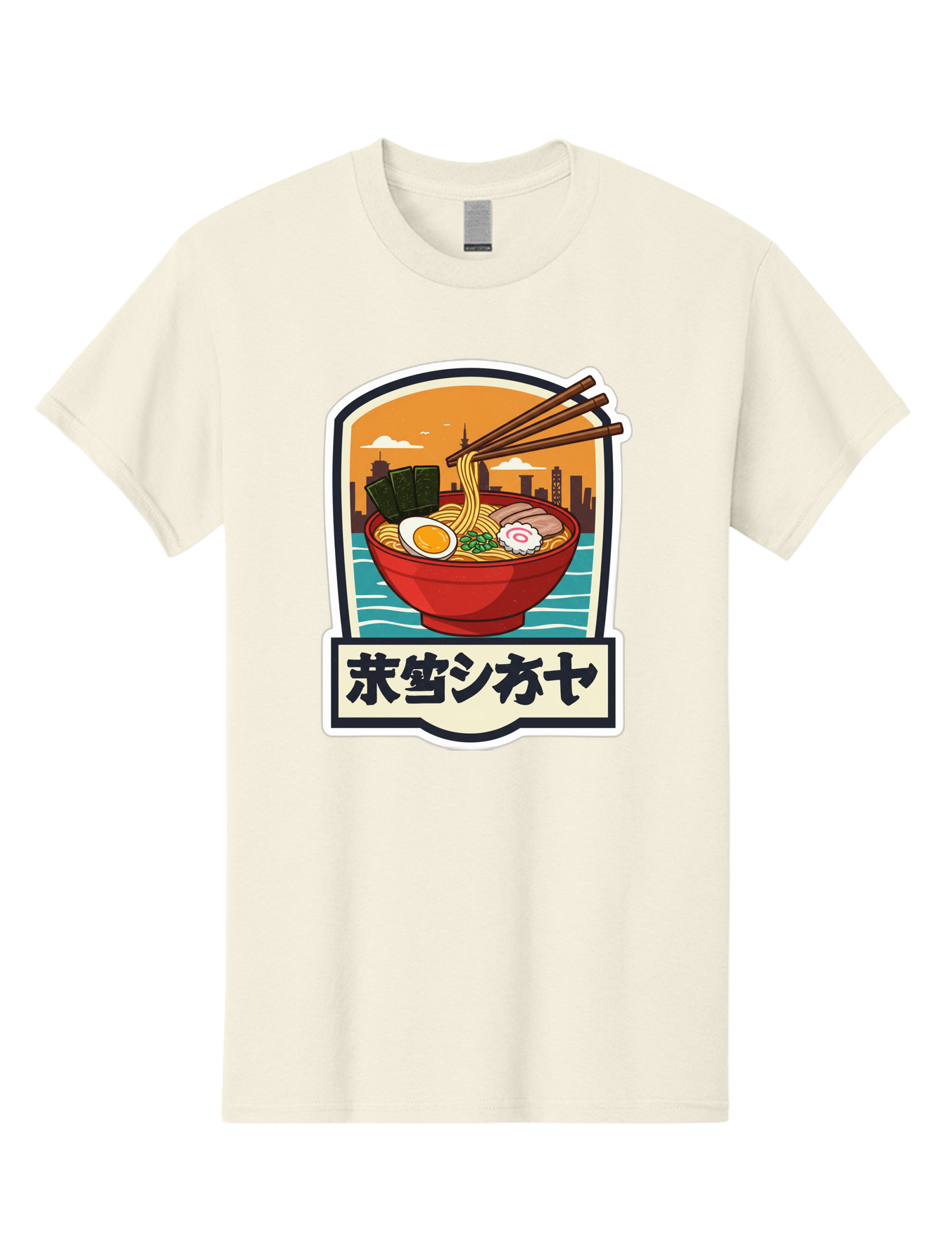 Ramen-7 Men'S Graphic Tee, 100% Cotton, Comfortable Casual Summer Wear, Machine Washable, Steaming Bowl Of Ramen, Japanese Noodles, Savory Broth, Egg, Pork Slices, Seaweed, Chopsticks, Cityscape, ?????? Bae704