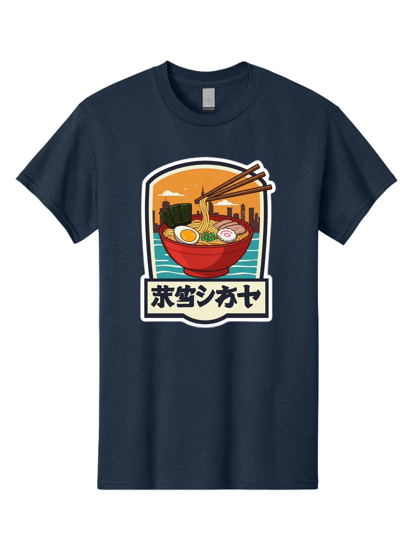 Ramen-7 Men'S Graphic Tee, 100% Cotton, Comfortable Casual Summer Wear, Machine Washable, Steaming Bowl Of Ramen, Japanese Noodles, Savory Broth, Egg, Pork Slices, Seaweed, Chopsticks, Cityscape, ?????? Bae704