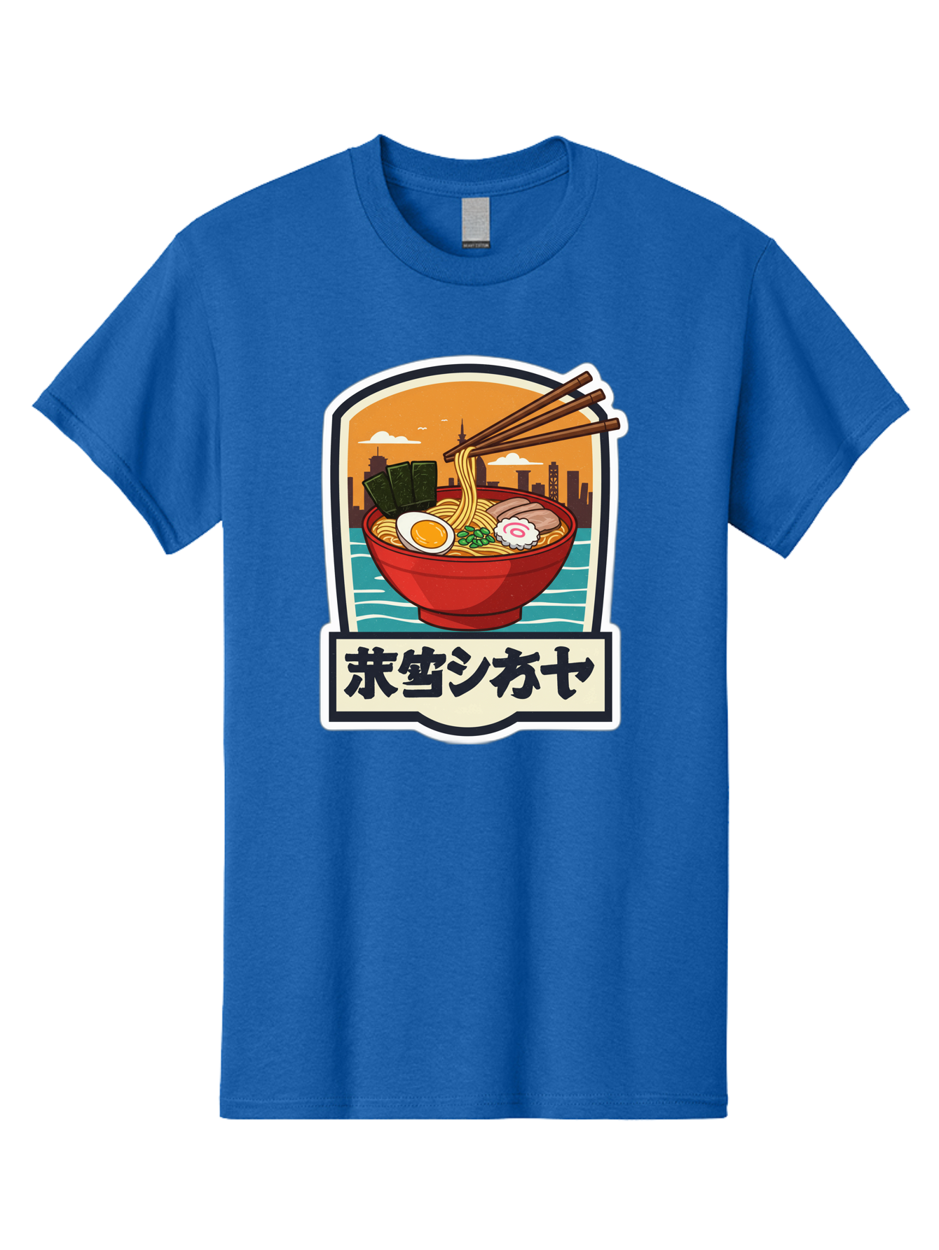 Ramen-7 Men'S Graphic Tee, 100% Cotton, Comfortable Casual Summer Wear, Machine Washable, Steaming Bowl Of Ramen, Japanese Noodles, Savory Broth, Egg, Pork Slices, Seaweed, Chopsticks, Cityscape, ?????? Bae704