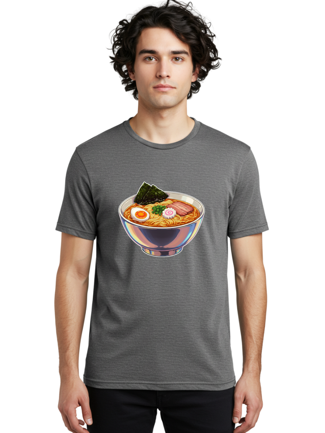Ramen-8 Men'S Graphic Tee, 100% Cotton, Comfortable Casual Summer Wear, Machine Washable, Bowl Of Ramen, Japanese Cuisine, Egg, Seaweed, Pork, Noodles, Savory Broth, Appetizing Meal, Food Illustration, Delicious Dish Bae705