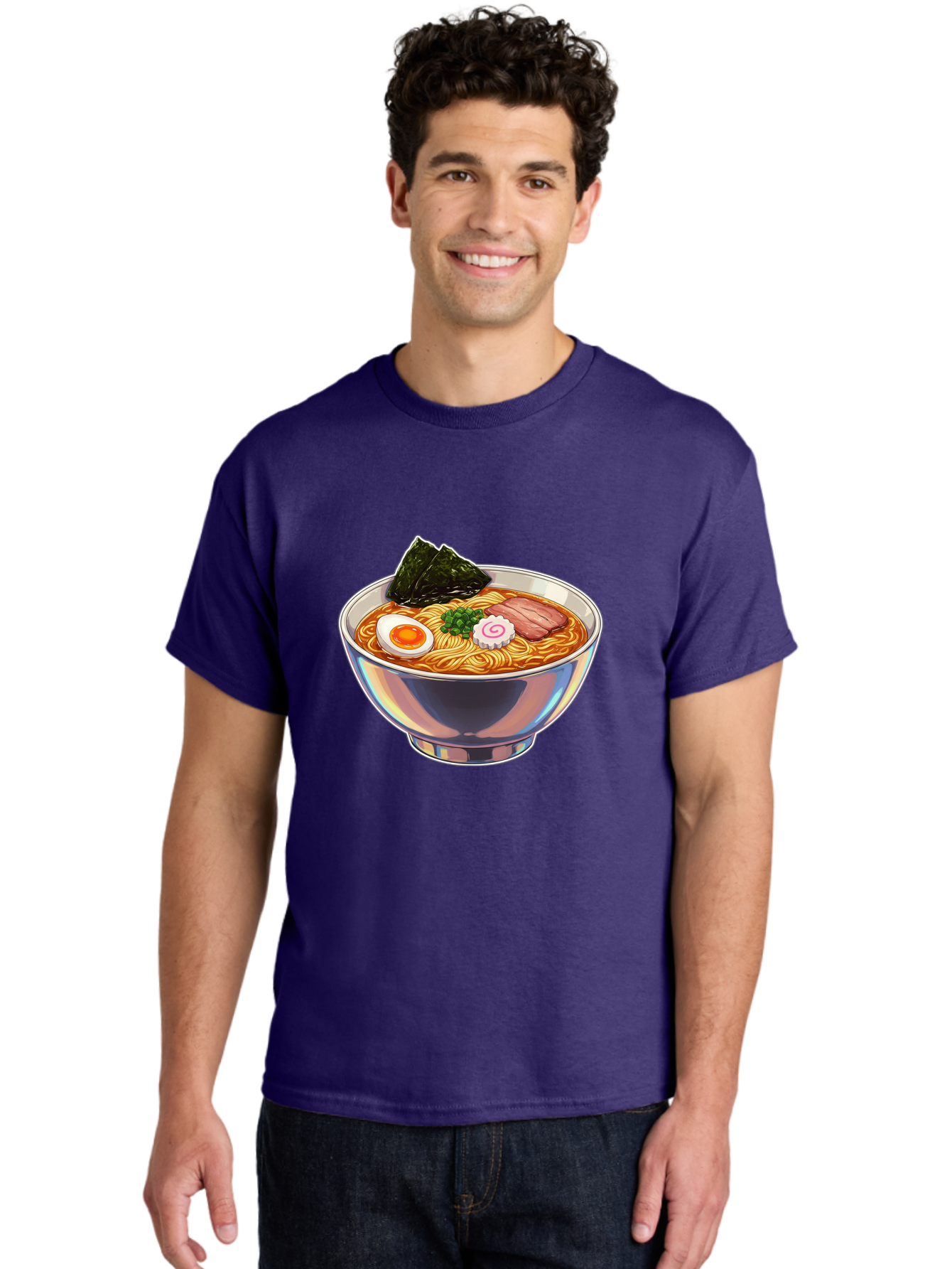 Ramen-8 Men'S Graphic Tee, 100% Cotton, Comfortable Casual Summer Wear, Machine Washable, Bowl Of Ramen, Japanese Cuisine, Egg, Seaweed, Pork, Noodles, Savory Broth, Appetizing Meal, Food Illustration, Delicious Dish Bae705