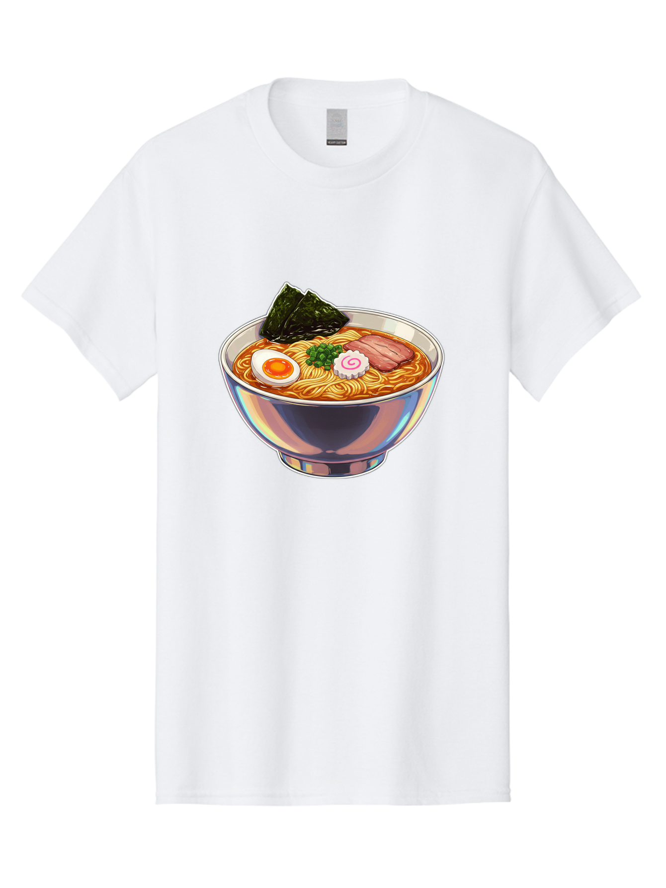 Ramen-8 Men'S Graphic Tee, 100% Cotton, Comfortable Casual Summer Wear, Machine Washable, Bowl Of Ramen, Japanese Cuisine, Egg, Seaweed, Pork, Noodles, Savory Broth, Appetizing Meal, Food Illustration, Delicious Dish Bae705