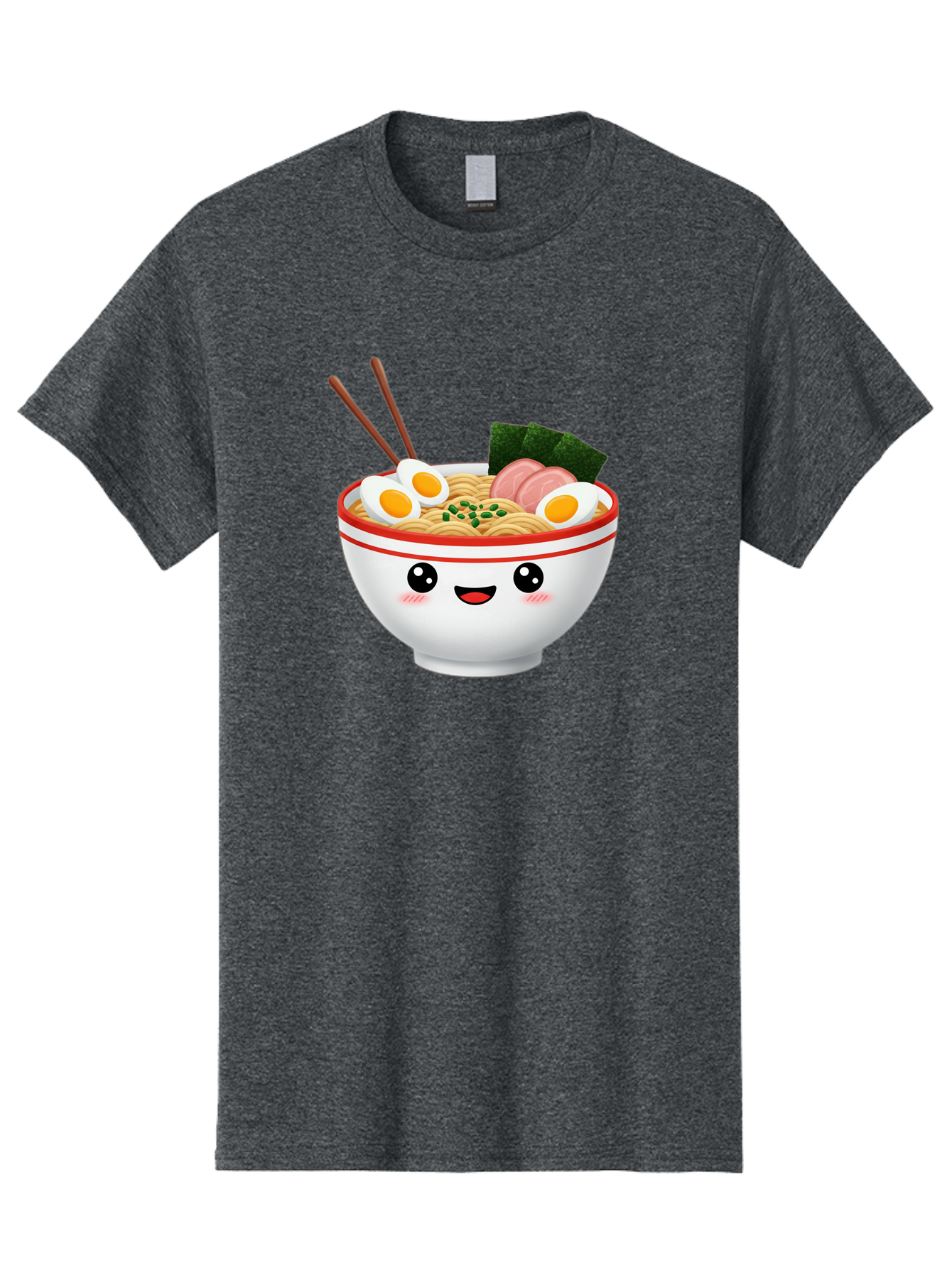 Ramen-Bowl-1 Men'S Graphic Tee, 100% Cotton, Comfortable Casual Summer Wear, Machine Washable, Cartoon Ramen Bowl, Steaming Hot Ramen, Boiled Egg, Sliced Ham, Seaweed, Chopsticks, Kawaii Food, Japanese Cuisine, Noodle Soup, Anime Style, Bae706