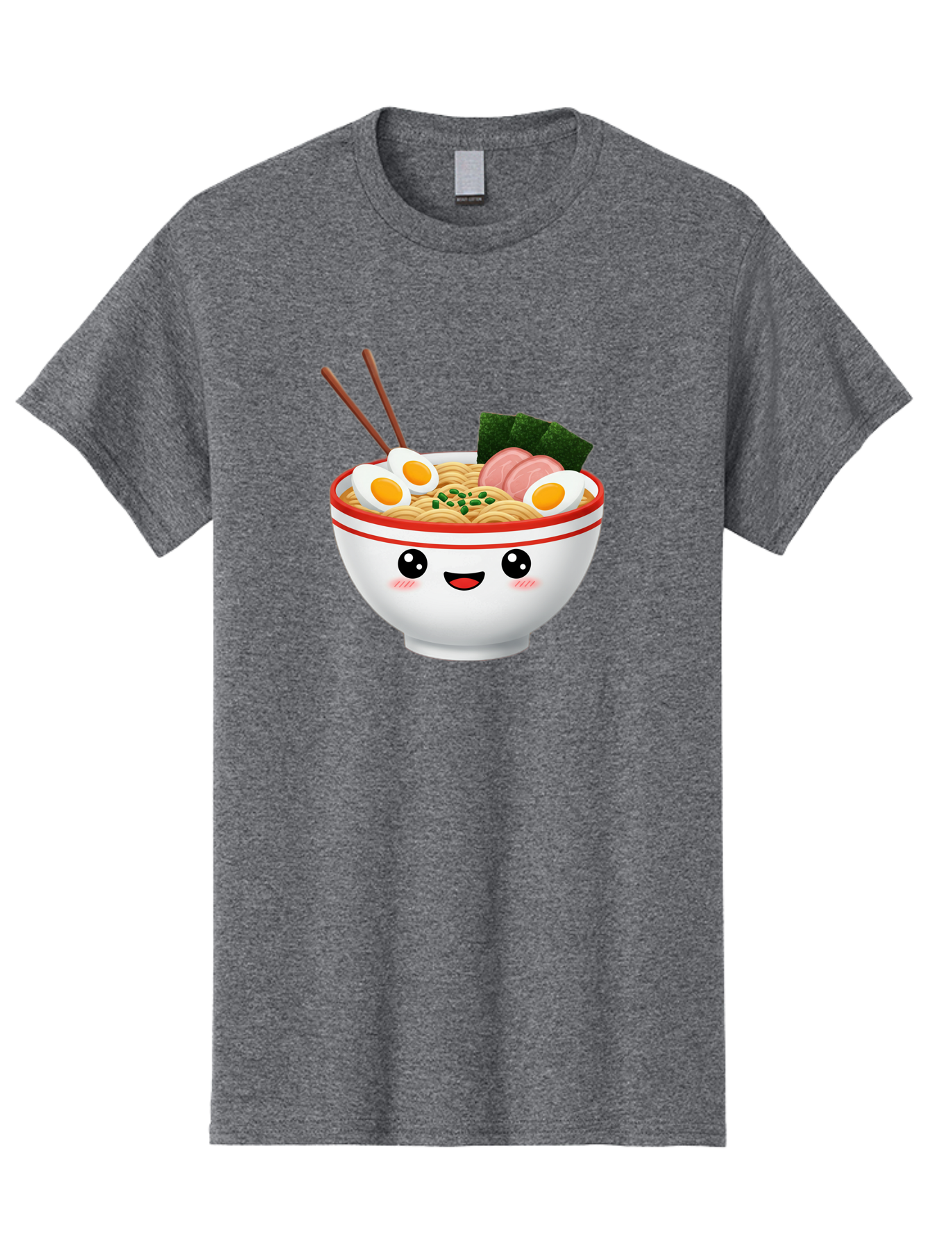 Ramen-Bowl-1 Men'S Graphic Tee, 100% Cotton, Comfortable Casual Summer Wear, Machine Washable, Cartoon Ramen Bowl, Steaming Hot Ramen, Boiled Egg, Sliced Ham, Seaweed, Chopsticks, Kawaii Food, Japanese Cuisine, Noodle Soup, Anime Style, Bae706