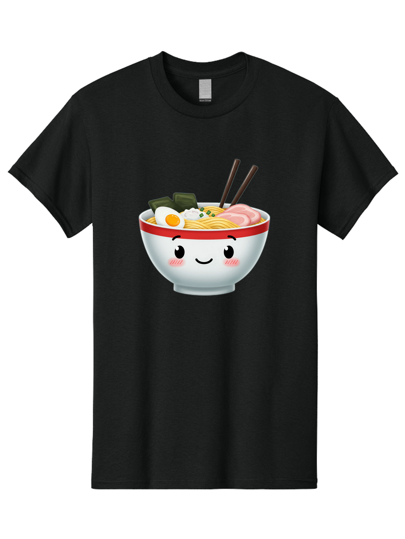 Ramen-Bowl-4 Men'S Graphic Tee, 100% Cotton, Comfortable Casual Summer Wear, Machine Washable, Japanese Ramen, Steaming Hot Noodles, Boiled Egg, Seaweed, Pork Slices, Chopsticks, Kawaii Cartoon, Foodie, Tasty Meal, Delicious Cuisine, Bae709