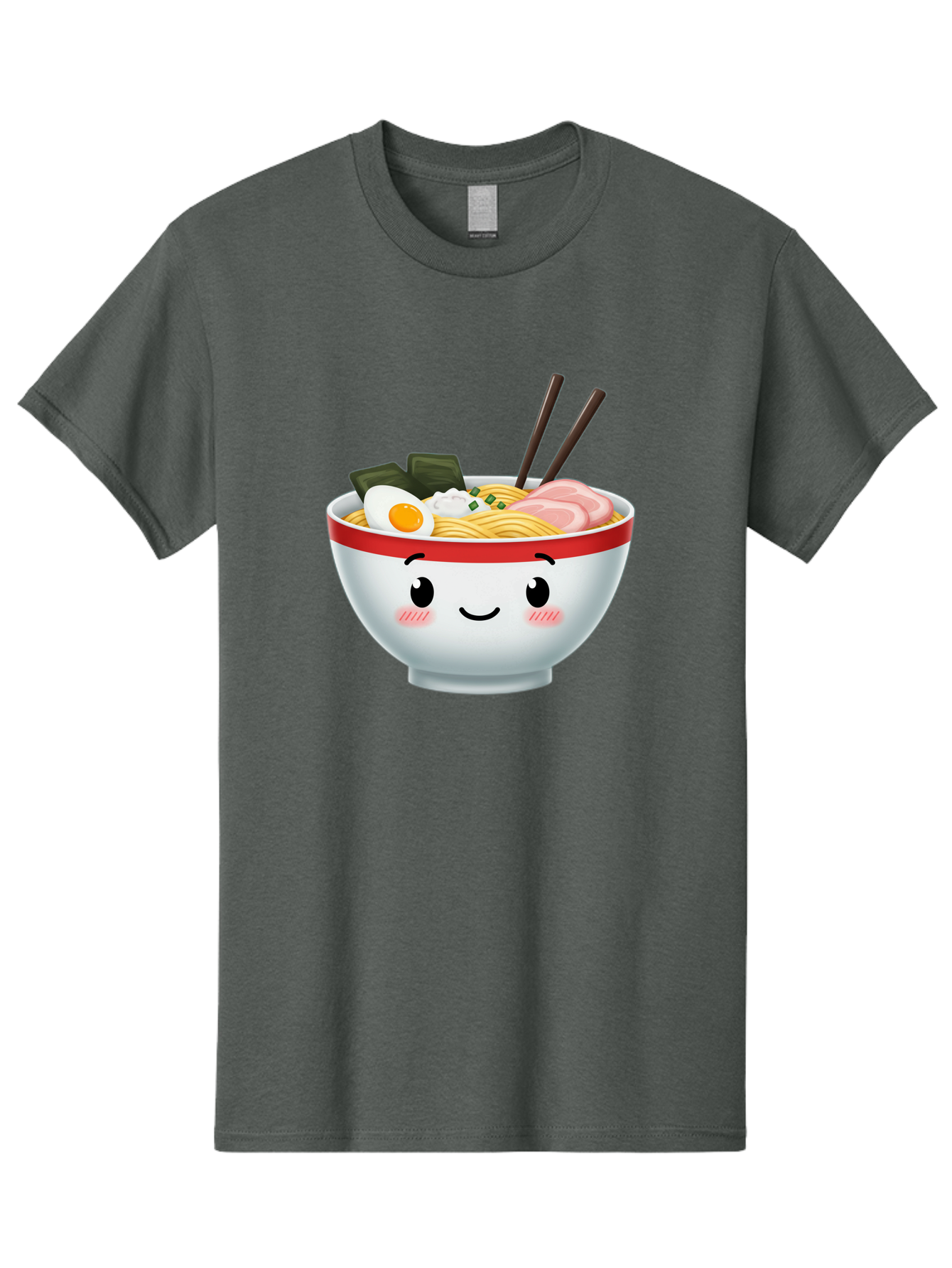 Ramen-Bowl-4 Men'S Graphic Tee, 100% Cotton, Comfortable Casual Summer Wear, Machine Washable, Japanese Ramen, Steaming Hot Noodles, Boiled Egg, Seaweed, Pork Slices, Chopsticks, Kawaii Cartoon, Foodie, Tasty Meal, Delicious Cuisine, Bae709
