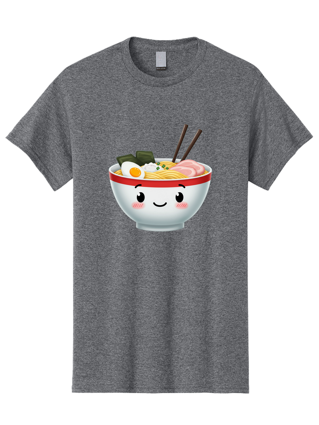 Ramen-Bowl-4 Men'S Graphic Tee, 100% Cotton, Comfortable Casual Summer Wear, Machine Washable, Japanese Ramen, Steaming Hot Noodles, Boiled Egg, Seaweed, Pork Slices, Chopsticks, Kawaii Cartoon, Foodie, Tasty Meal, Delicious Cuisine, Bae709