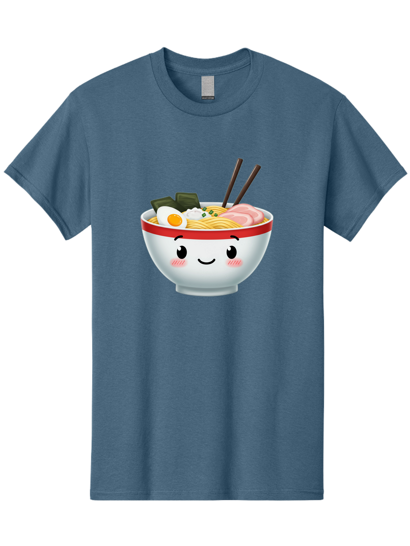 Ramen-Bowl-4 Men'S Graphic Tee, 100% Cotton, Comfortable Casual Summer Wear, Machine Washable, Japanese Ramen, Steaming Hot Noodles, Boiled Egg, Seaweed, Pork Slices, Chopsticks, Kawaii Cartoon, Foodie, Tasty Meal, Delicious Cuisine, Bae709