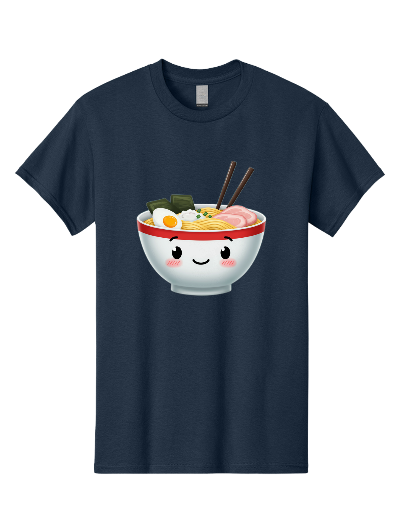 Ramen-Bowl-4 Men'S Graphic Tee, 100% Cotton, Comfortable Casual Summer Wear, Machine Washable, Japanese Ramen, Steaming Hot Noodles, Boiled Egg, Seaweed, Pork Slices, Chopsticks, Kawaii Cartoon, Foodie, Tasty Meal, Delicious Cuisine, Bae709