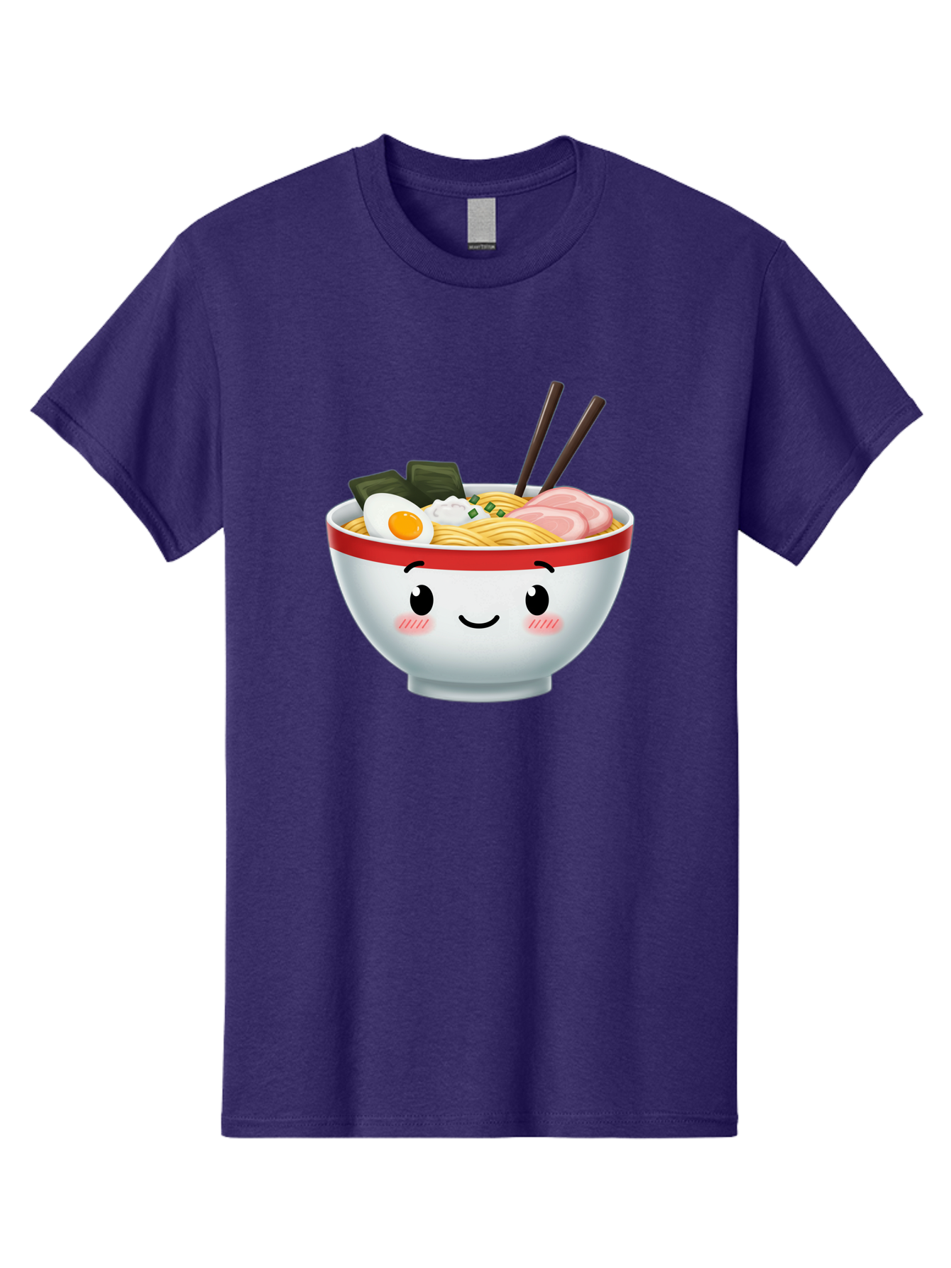 Ramen-Bowl-4 Men'S Graphic Tee, 100% Cotton, Comfortable Casual Summer Wear, Machine Washable, Japanese Ramen, Steaming Hot Noodles, Boiled Egg, Seaweed, Pork Slices, Chopsticks, Kawaii Cartoon, Foodie, Tasty Meal, Delicious Cuisine, Bae709