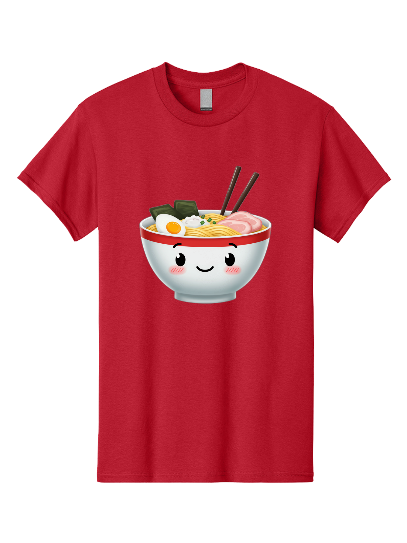 Ramen-Bowl-4 Men'S Graphic Tee, 100% Cotton, Comfortable Casual Summer Wear, Machine Washable, Japanese Ramen, Steaming Hot Noodles, Boiled Egg, Seaweed, Pork Slices, Chopsticks, Kawaii Cartoon, Foodie, Tasty Meal, Delicious Cuisine, Bae709
