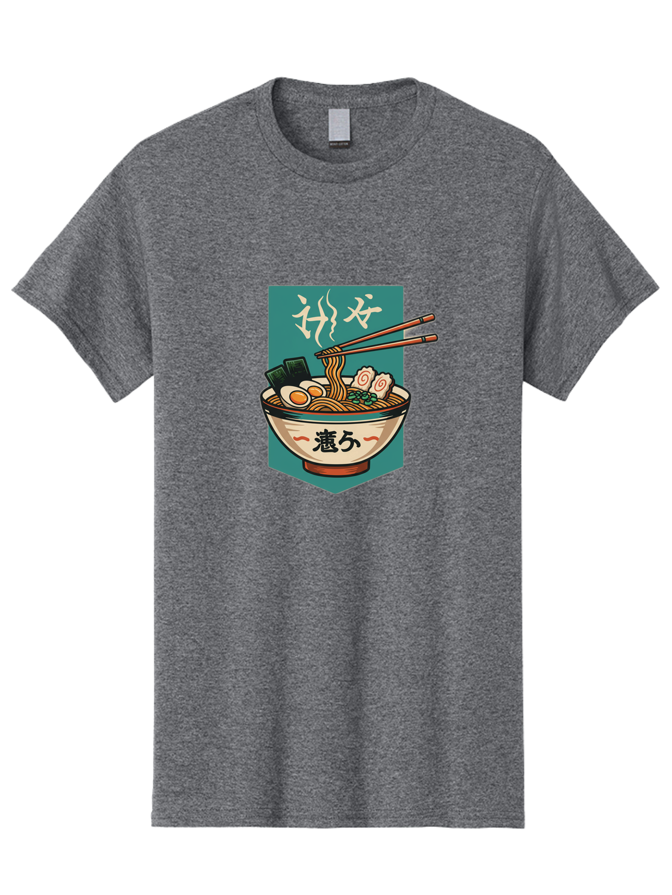Ramen-Bowl-5 Men'S Graphic Tee, 100% Cotton, Comfortable Casual Summer Wear, Machine Washable, Steaming Bowl Of Ramen, Japanese Cuisine, Noodle Soup, Chopsticks, Egg, Seaweed, Pork Slices, Savory Dish, Comfort Food, Asian Flavors Bae710