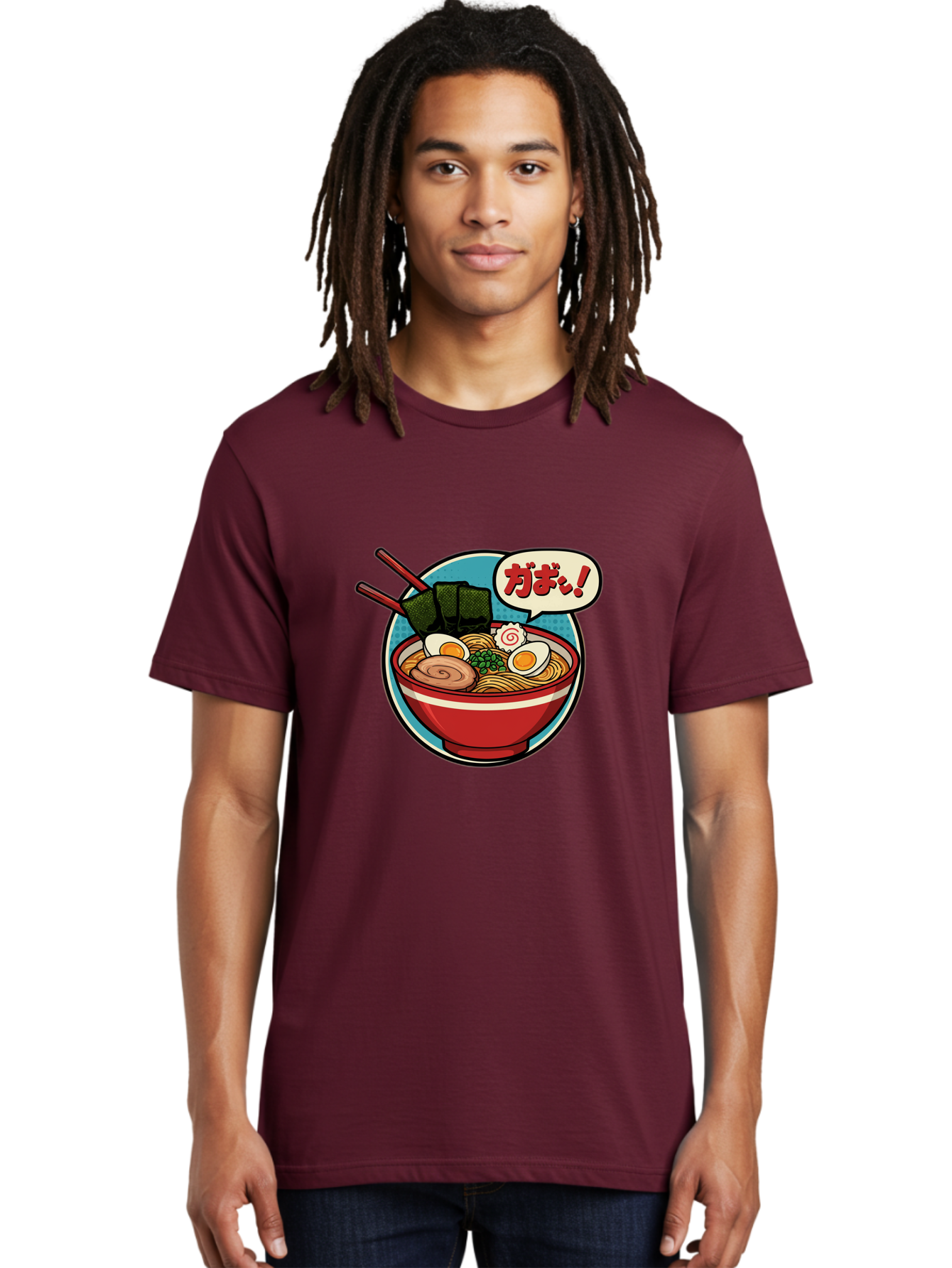 Ramen-Bowl-6 Men'S Graphic Tee, 100% Cotton, Comfortable Casual Summer Wear, Machine Washable, Ramen, Bowl Of Noodles, Japanese Cuisine, Egg, Seaweed, Food Illustration, Cartoon-Style, Chopsticks, Spiral Pattern, Boiled Egg, Savory Dish Bae711