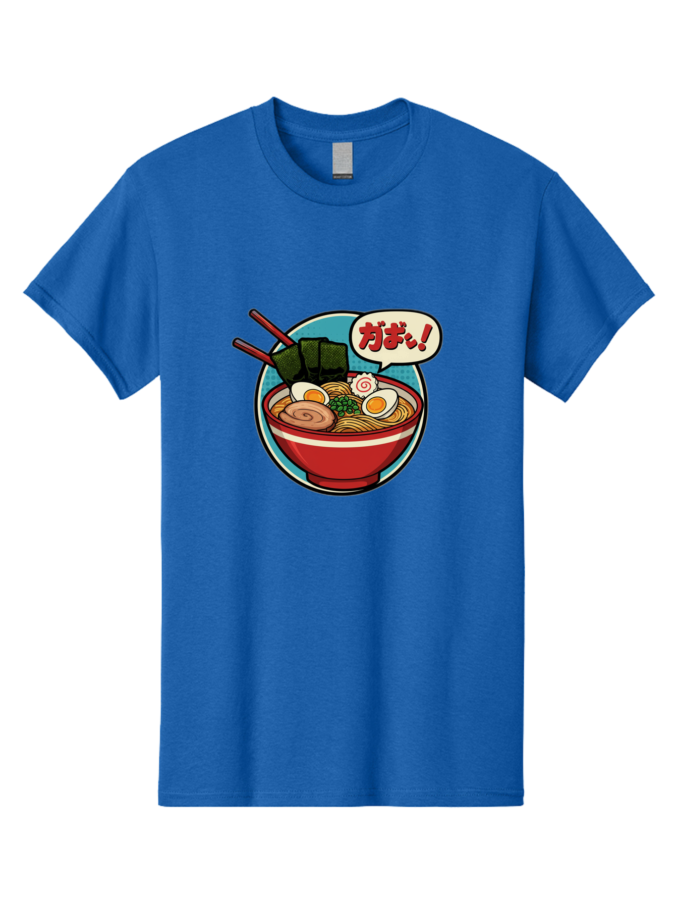 Ramen-Bowl-6 Men'S Graphic Tee, 100% Cotton, Comfortable Casual Summer Wear, Machine Washable, Ramen, Bowl Of Noodles, Japanese Cuisine, Egg, Seaweed, Food Illustration, Cartoon-Style, Chopsticks, Spiral Pattern, Boiled Egg, Savory Dish Bae711