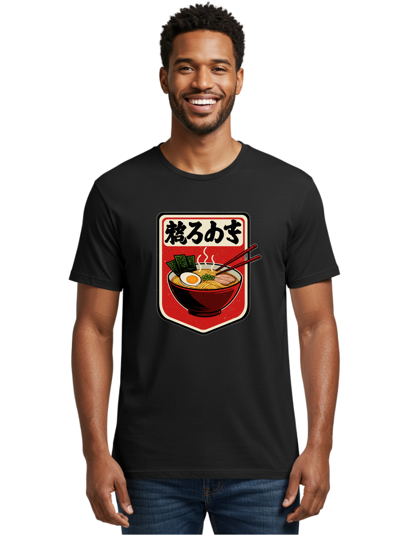 Ramen-Bowl-Aesthetic Men'S Graphic Tee, 100% Cotton, Comfortable Casual Summer Wear, Machine Washable, Steaming Hot Ramen, Japanese Cuisine, Noodle Soup, Egg And Seaweed Toppings, Chopsticks, Kakarou Mushi, Savory Broth, Asian Food, Bae712
