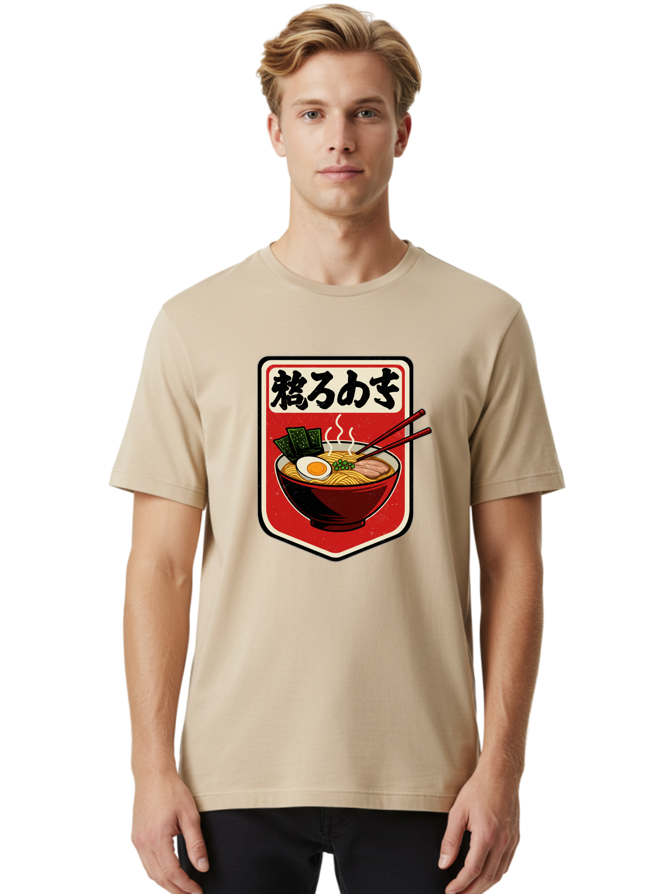 Ramen-Bowl-Aesthetic Men'S Graphic Tee, 100% Cotton, Comfortable Casual Summer Wear, Machine Washable, Steaming Hot Ramen, Japanese Cuisine, Noodle Soup, Egg And Seaweed Toppings, Chopsticks, Kakarou Mushi, Savory Broth, Asian Food, Bae712