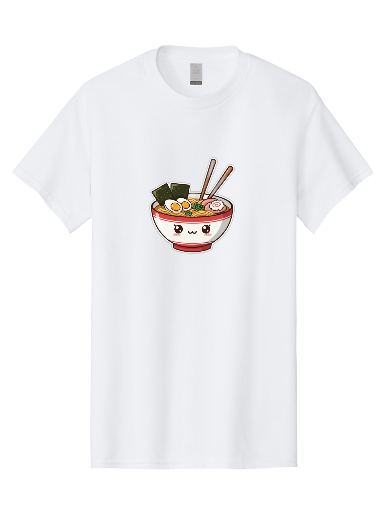 Ramen-Noodle-Bowl-1 Men'S Graphic Tee, 100% Cotton, Comfortable Casual Summer Wear, Machine Washable, Bowl Of Ramen, Steaming Noodles, Soft-Boiled Egg, Seaweed, Cartoon Bowl, Kawaii Food, Japanese Cuisine, Cute Illustration, Foodie Graphics, Bae714