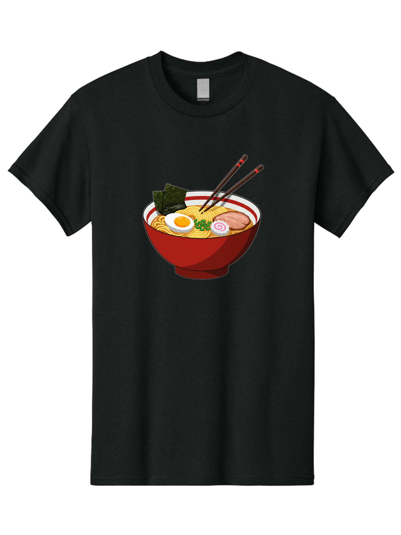 Ramen-Noodle-Bowl-2 Men'S Graphic Tee, 100% Cotton, Comfortable Casual Summer Wear, Machine Washable, Steaming Bowl Of Ramen, Japanese Noodle Soup, Boiled Egg, Sliced Pork, Seaweed, Green Onions, Chopsticks, Asian Cuisine, Noodle Dish, Bae715