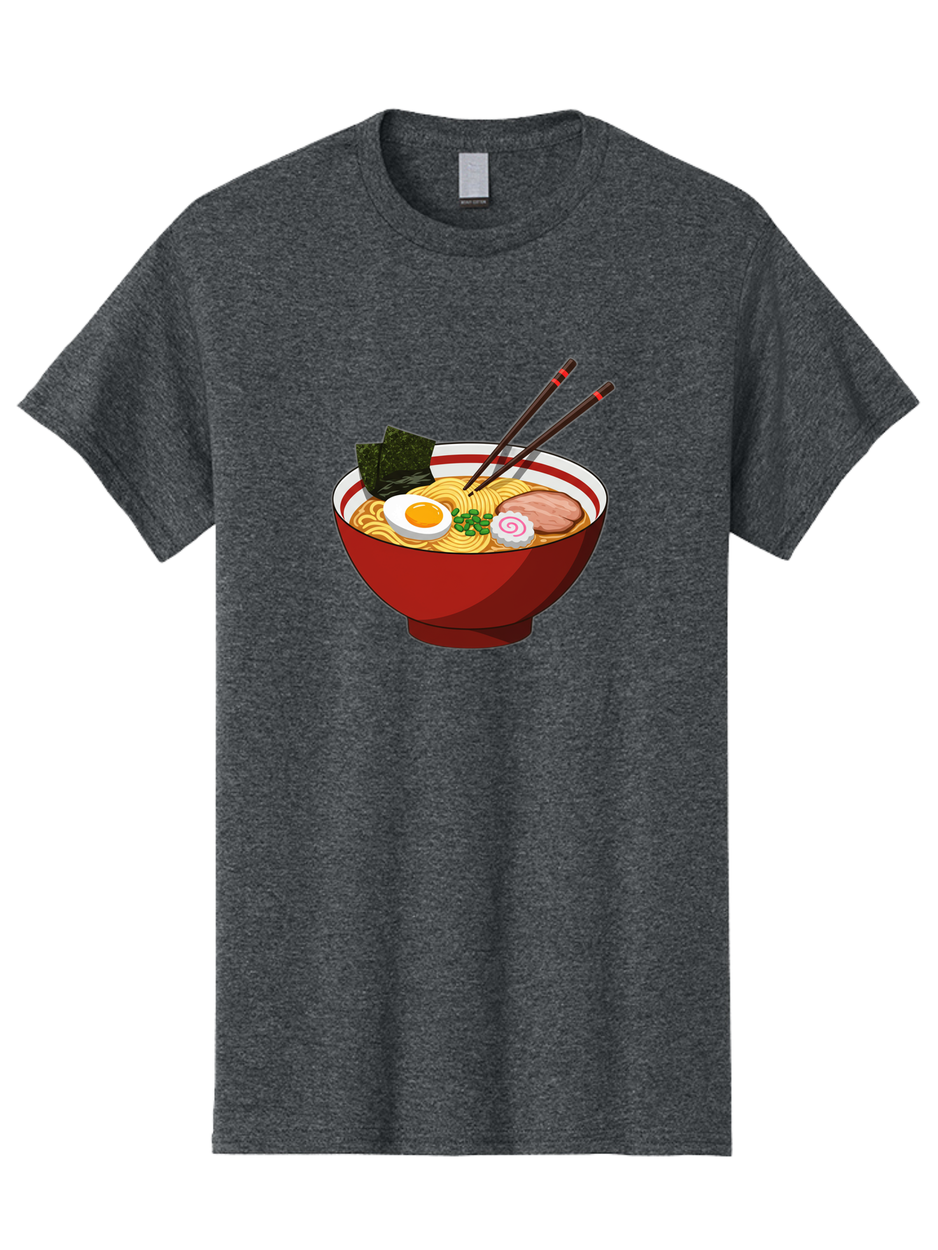 Ramen-Noodle-Bowl-2 Men'S Graphic Tee, 100% Cotton, Comfortable Casual Summer Wear, Machine Washable, Steaming Bowl Of Ramen, Japanese Noodle Soup, Boiled Egg, Sliced Pork, Seaweed, Green Onions, Chopsticks, Asian Cuisine, Noodle Dish, Bae715