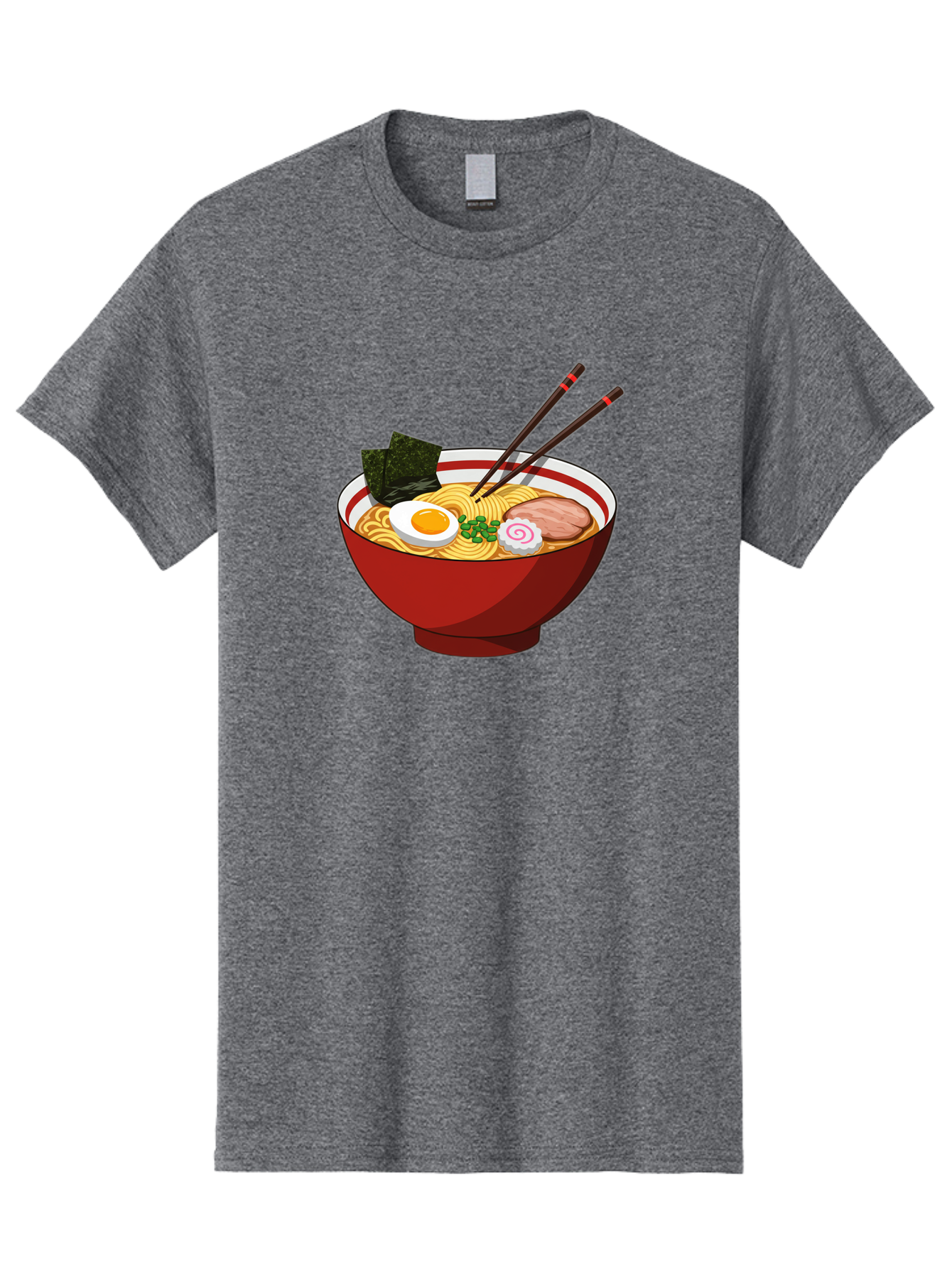 Ramen-Noodle-Bowl-2 Men'S Graphic Tee, 100% Cotton, Comfortable Casual Summer Wear, Machine Washable, Steaming Bowl Of Ramen, Japanese Noodle Soup, Boiled Egg, Sliced Pork, Seaweed, Green Onions, Chopsticks, Asian Cuisine, Noodle Dish, Bae715