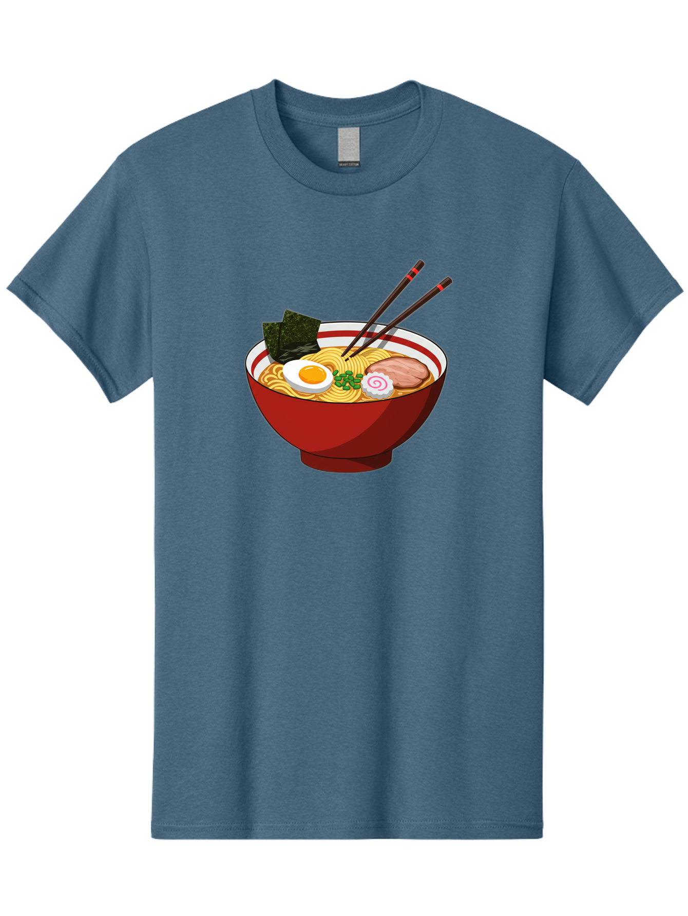 Ramen-Noodle-Bowl-2 Men'S Graphic Tee, 100% Cotton, Comfortable Casual Summer Wear, Machine Washable, Steaming Bowl Of Ramen, Japanese Noodle Soup, Boiled Egg, Sliced Pork, Seaweed, Green Onions, Chopsticks, Asian Cuisine, Noodle Dish, Bae715