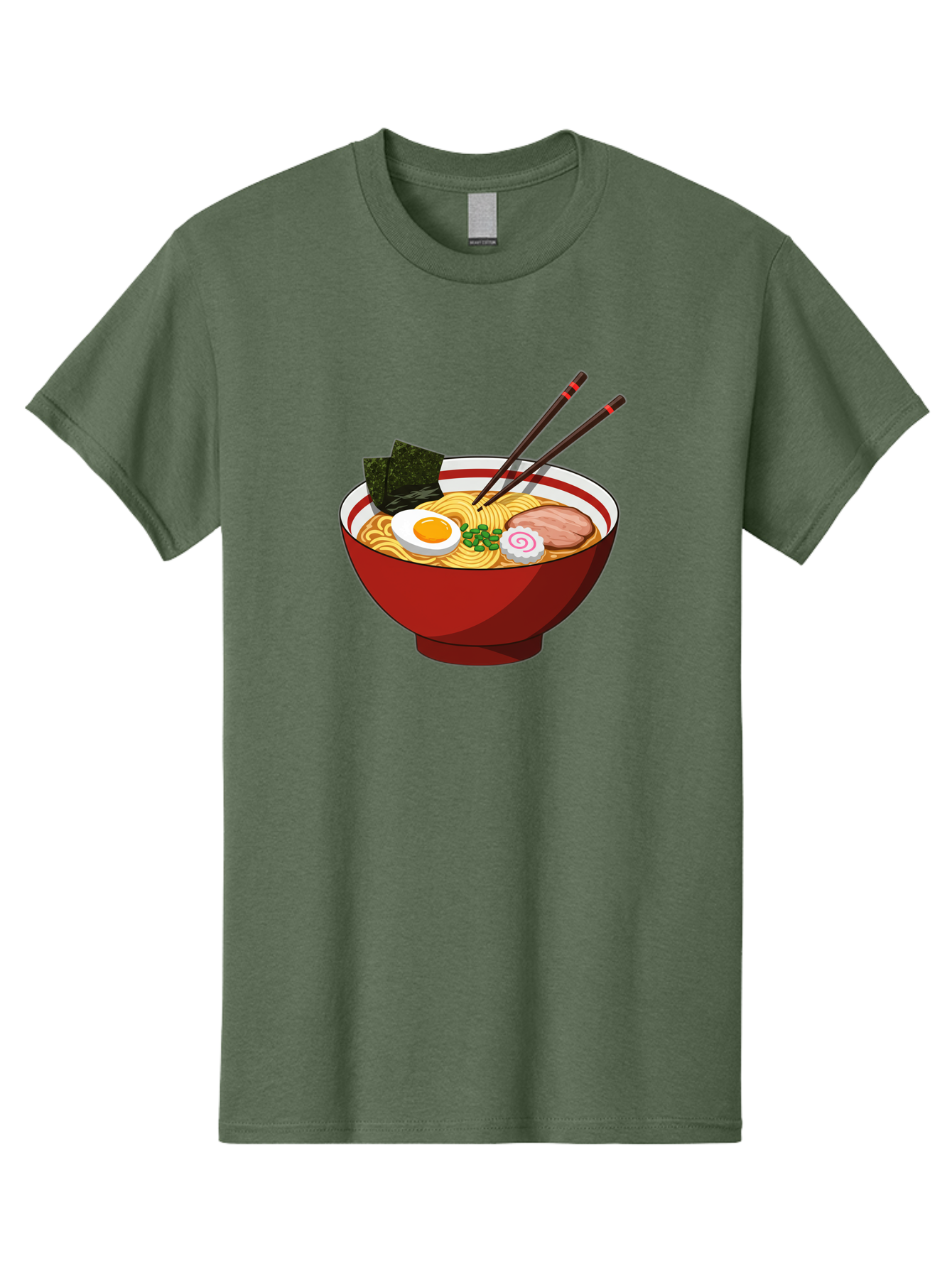 Ramen-Noodle-Bowl-2 Men'S Graphic Tee, 100% Cotton, Comfortable Casual Summer Wear, Machine Washable, Steaming Bowl Of Ramen, Japanese Noodle Soup, Boiled Egg, Sliced Pork, Seaweed, Green Onions, Chopsticks, Asian Cuisine, Noodle Dish, Bae715