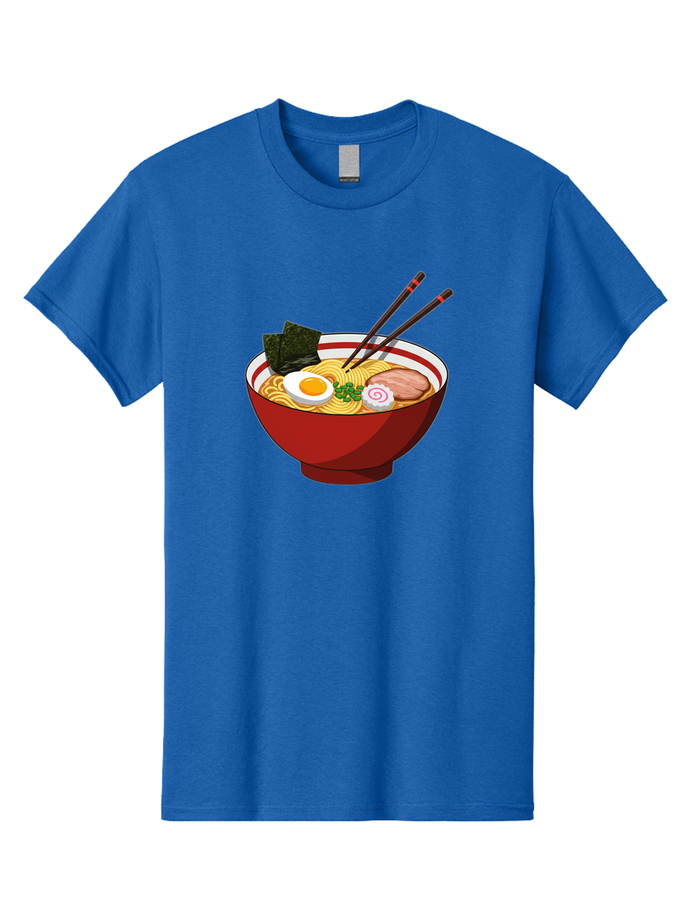 Ramen-Noodle-Bowl-2 Men'S Graphic Tee, 100% Cotton, Comfortable Casual Summer Wear, Machine Washable, Steaming Bowl Of Ramen, Japanese Noodle Soup, Boiled Egg, Sliced Pork, Seaweed, Green Onions, Chopsticks, Asian Cuisine, Noodle Dish, Bae715