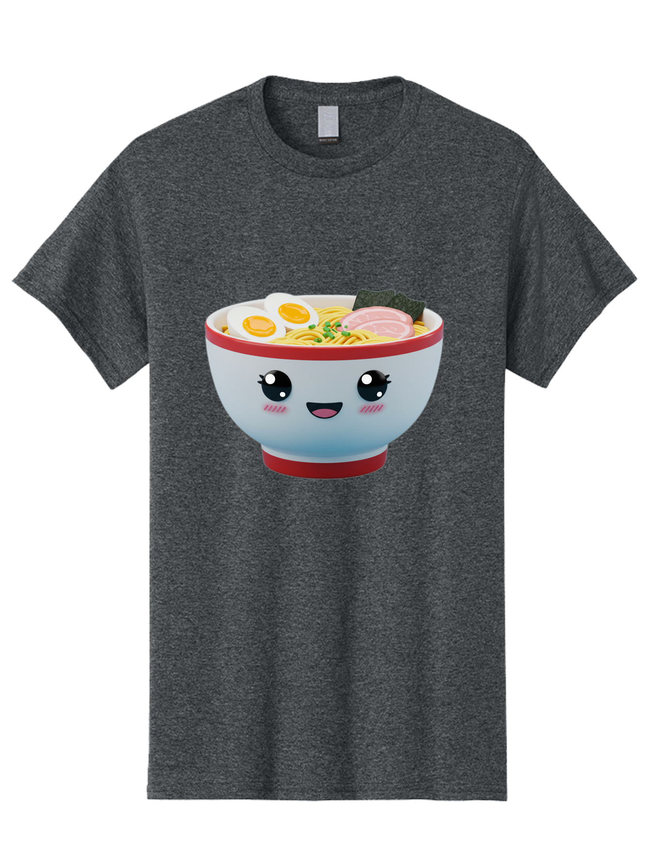 Ramen-Noodle-Bowl Men'S Graphic Tee, 100% Cotton, Comfortable Casual Summer Wear, Machine Washable, Kawaii Ramen Bowl, Cartoon Noodle Soup, Japanese Cuisine, Animated Food, Ramen Noodles, Boiled Egg, Seaweed, Sliced Ham, Cute Bowl, Bae716