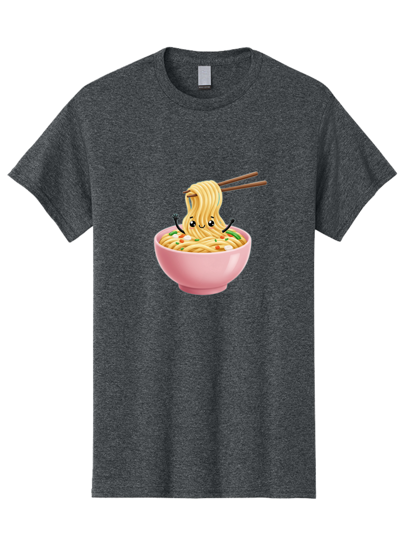 Ramen-Noodle-Character Men'S Graphic Tee, 100% Cotton, Comfortable Casual Summer Wear, Machine Washable, Cartoon Noodles, Ramen Noodles, Noodle Character, Kawaii Food, Cute Noodles, Asian Cuisine, Noodle Bowl, Tasty Noodles, Foodie Art, Bae717