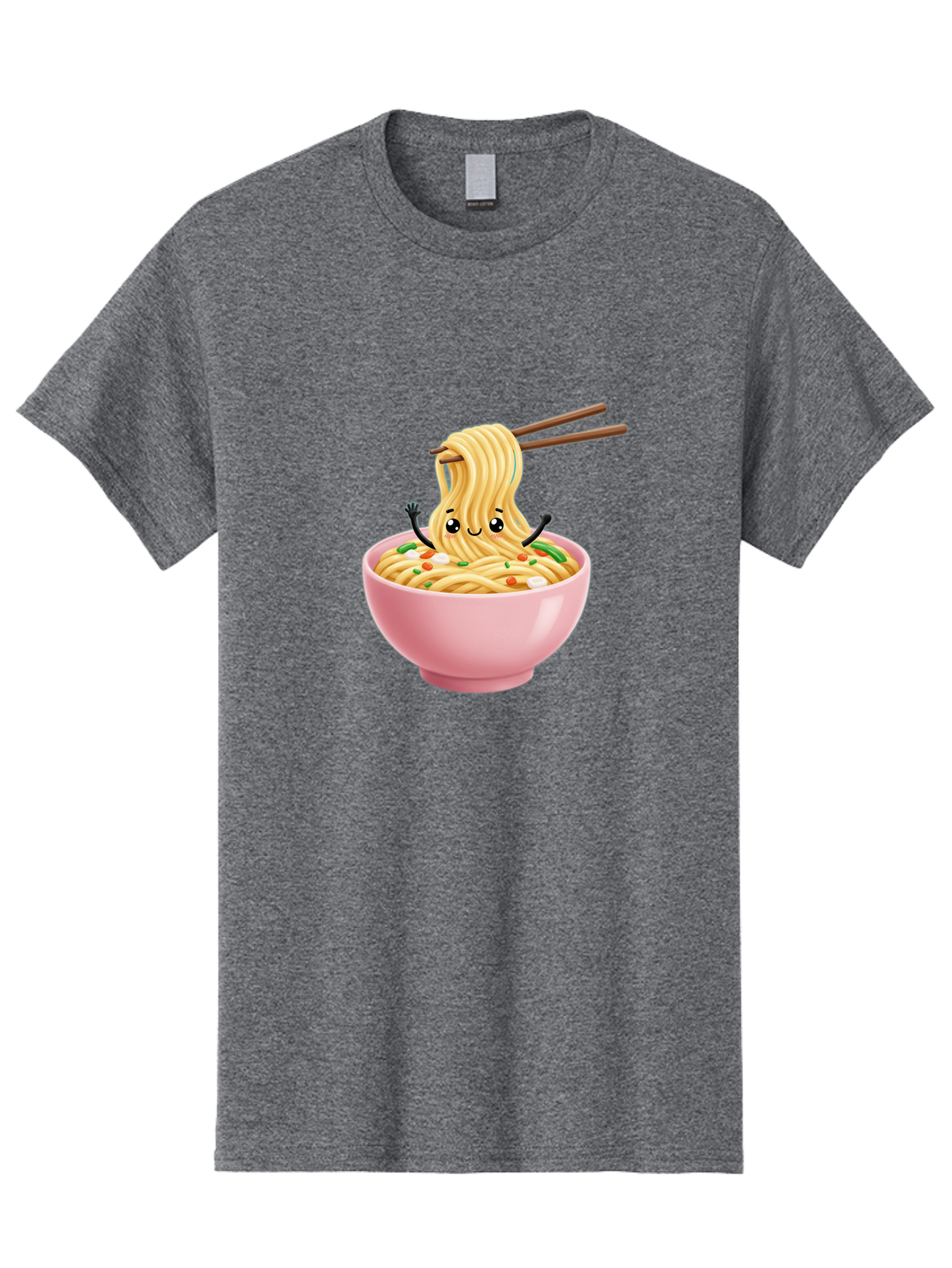 Ramen-Noodle-Character Men'S Graphic Tee, 100% Cotton, Comfortable Casual Summer Wear, Machine Washable, Cartoon Noodles, Ramen Noodles, Noodle Character, Kawaii Food, Cute Noodles, Asian Cuisine, Noodle Bowl, Tasty Noodles, Foodie Art, Bae717