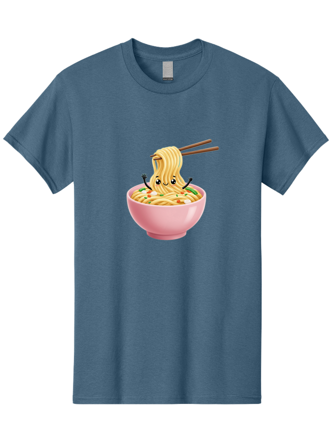 Ramen-Noodle-Character Men'S Graphic Tee, 100% Cotton, Comfortable Casual Summer Wear, Machine Washable, Cartoon Noodles, Ramen Noodles, Noodle Character, Kawaii Food, Cute Noodles, Asian Cuisine, Noodle Bowl, Tasty Noodles, Foodie Art, Bae717