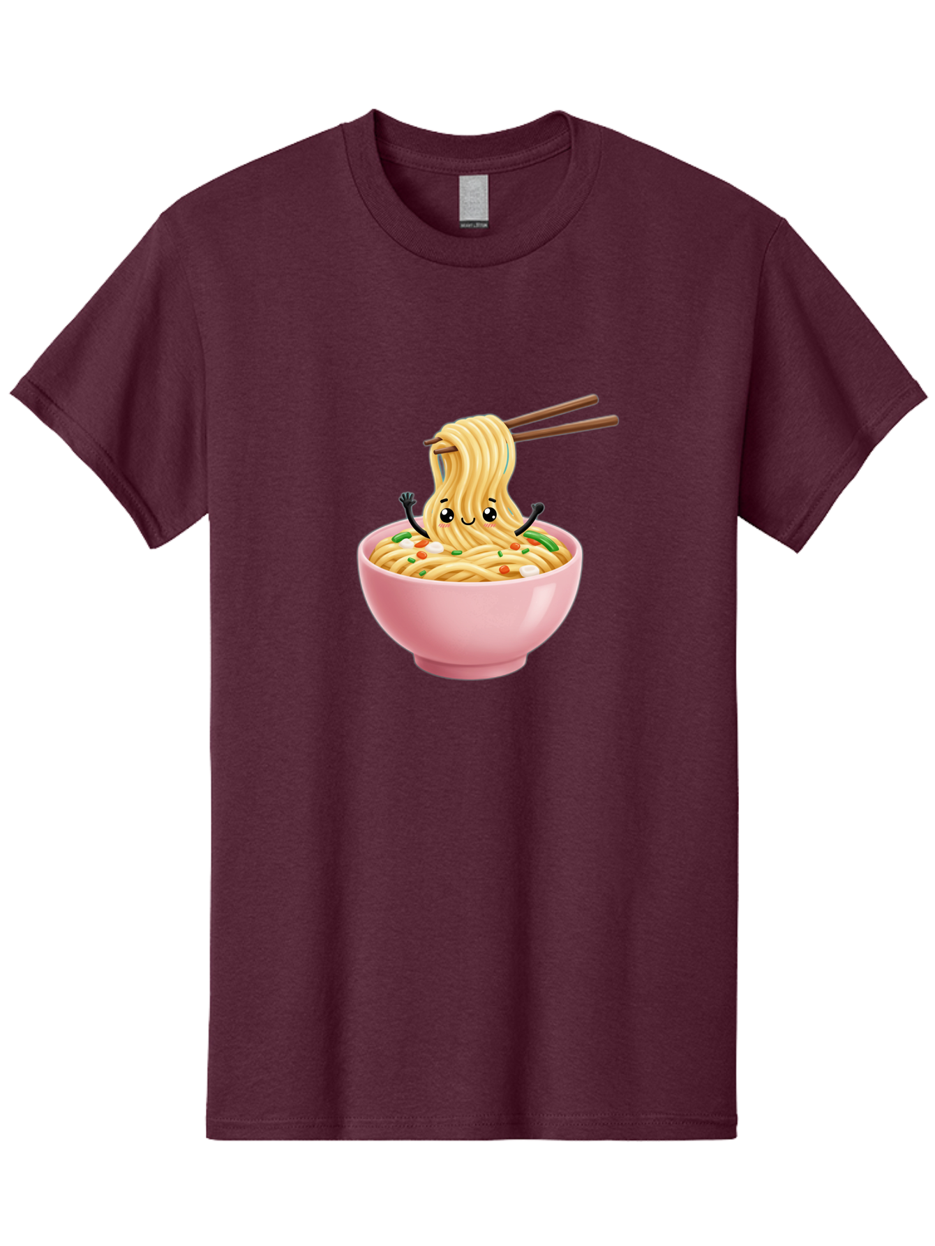Ramen-Noodle-Character Men'S Graphic Tee, 100% Cotton, Comfortable Casual Summer Wear, Machine Washable, Cartoon Noodles, Ramen Noodles, Noodle Character, Kawaii Food, Cute Noodles, Asian Cuisine, Noodle Bowl, Tasty Noodles, Foodie Art, Bae717