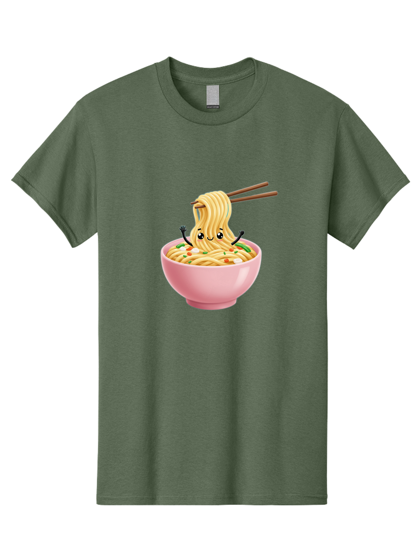 Ramen-Noodle-Character Men'S Graphic Tee, 100% Cotton, Comfortable Casual Summer Wear, Machine Washable, Cartoon Noodles, Ramen Noodles, Noodle Character, Kawaii Food, Cute Noodles, Asian Cuisine, Noodle Bowl, Tasty Noodles, Foodie Art, Bae717