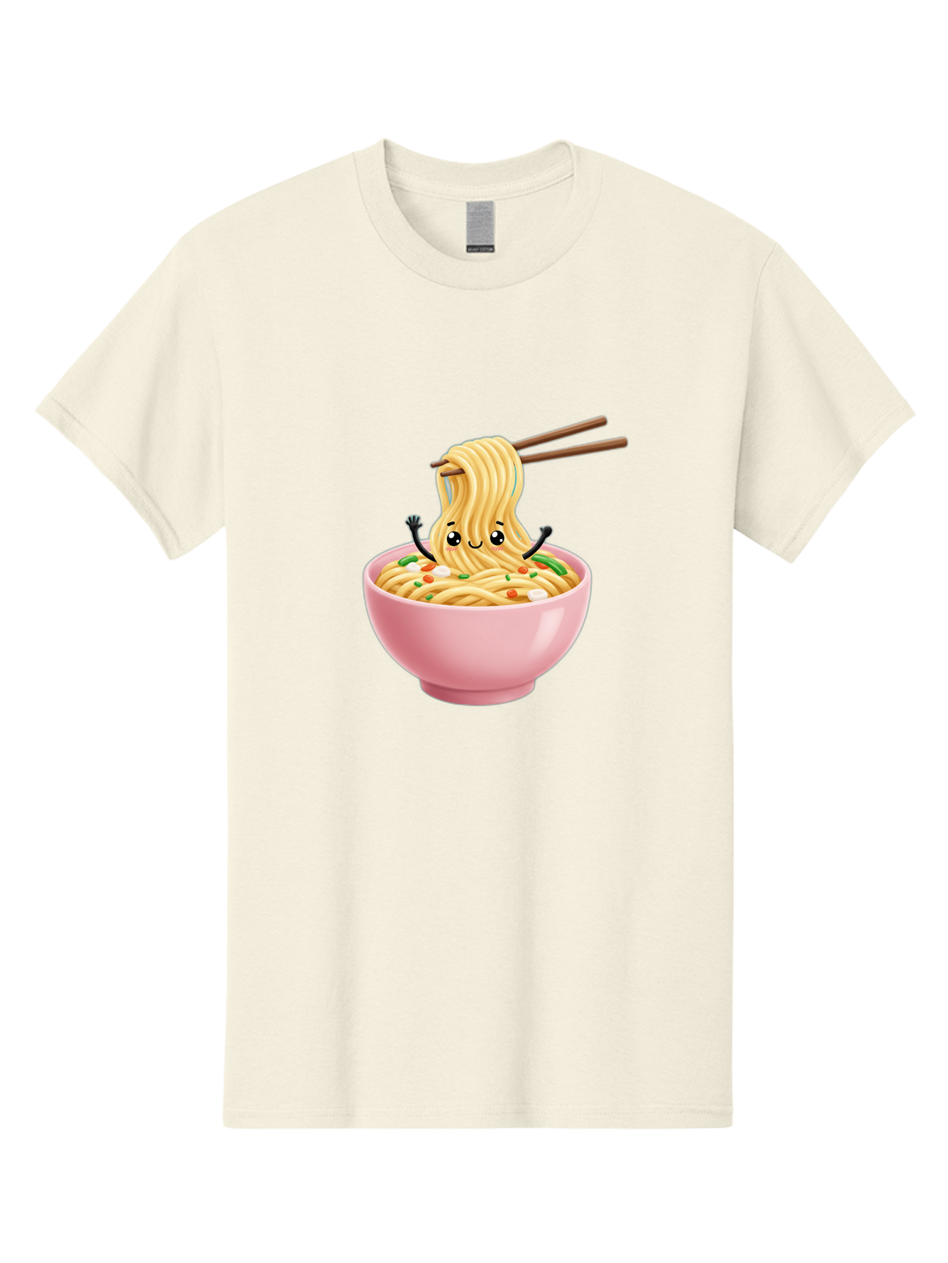 Ramen-Noodle-Character Men'S Graphic Tee, 100% Cotton, Comfortable Casual Summer Wear, Machine Washable, Cartoon Noodles, Ramen Noodles, Noodle Character, Kawaii Food, Cute Noodles, Asian Cuisine, Noodle Bowl, Tasty Noodles, Foodie Art, Bae717