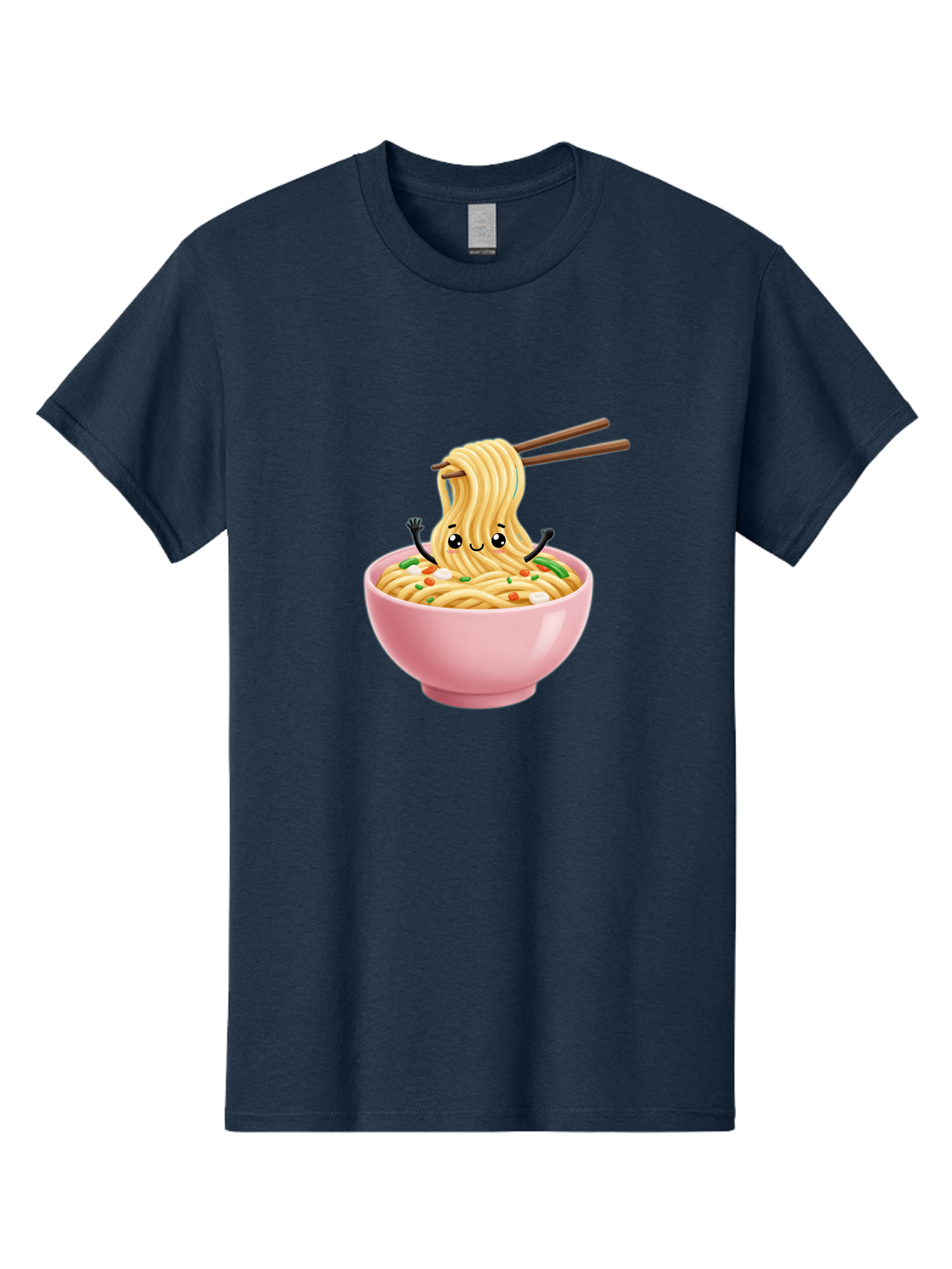 Ramen-Noodle-Character Men'S Graphic Tee, 100% Cotton, Comfortable Casual Summer Wear, Machine Washable, Cartoon Noodles, Ramen Noodles, Noodle Character, Kawaii Food, Cute Noodles, Asian Cuisine, Noodle Bowl, Tasty Noodles, Foodie Art, Bae717